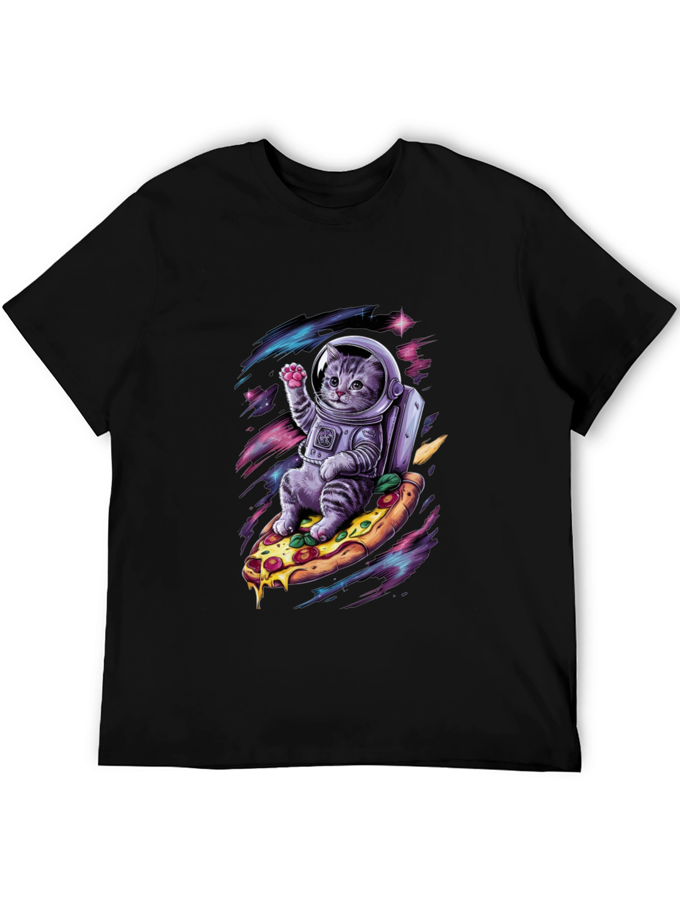 Astronaut Cat Pizza T-Shirt