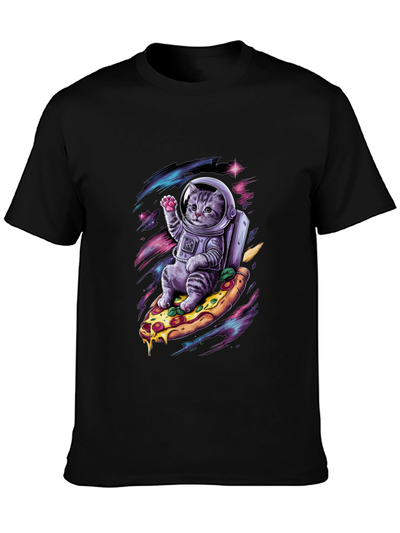 Astronaut Cat Pizza T-Shirt