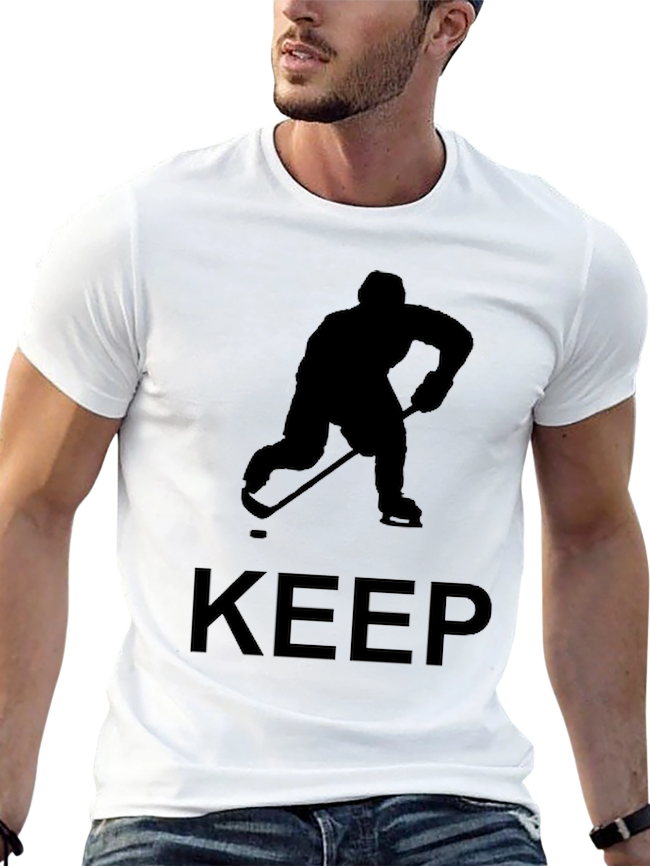 Keep Hockey Player Tee - Black Graphic T-Shirt