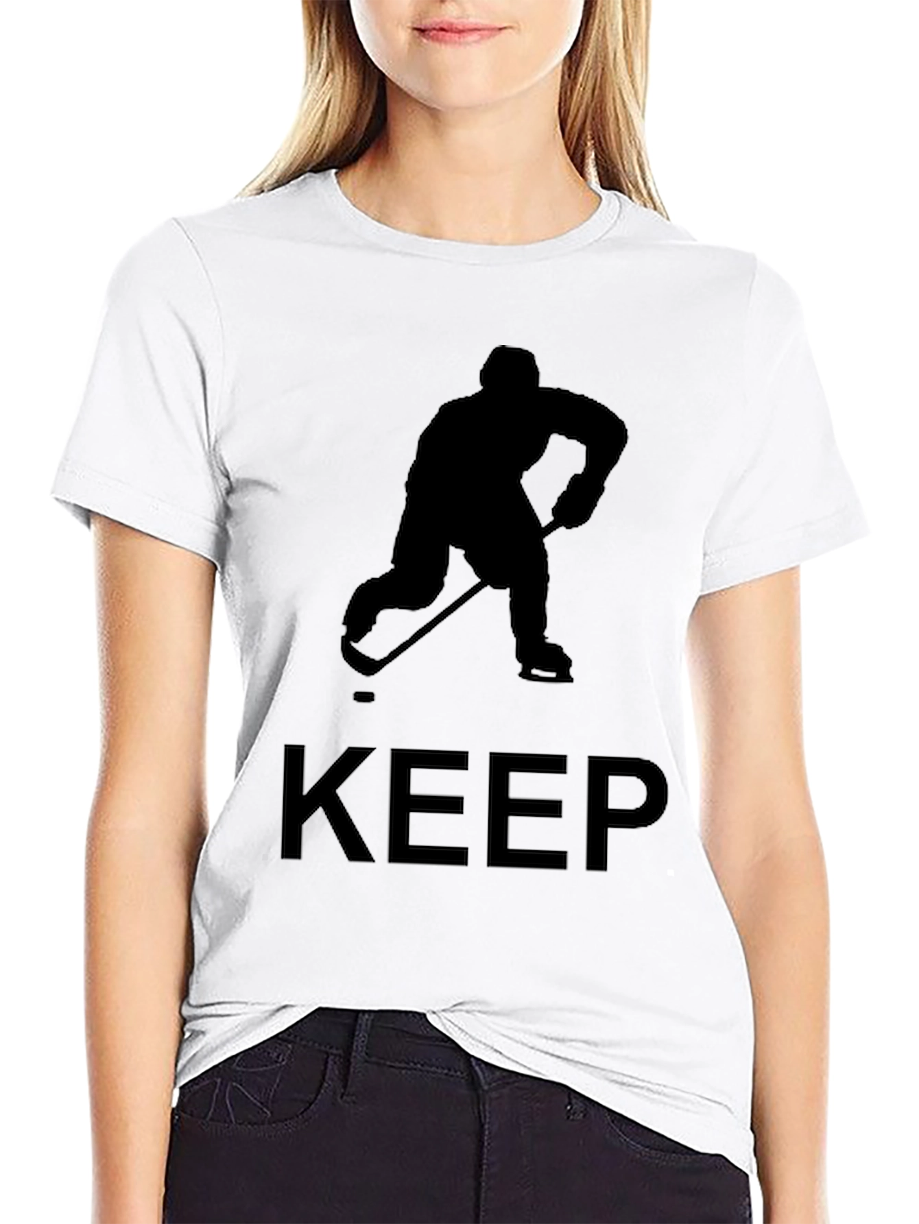 Keep Hockey Player Tee - Black Graphic T-Shirt