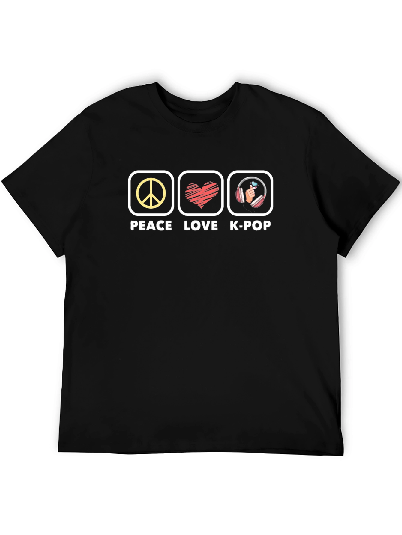 Peace Love K-Pop Black T-Shirt