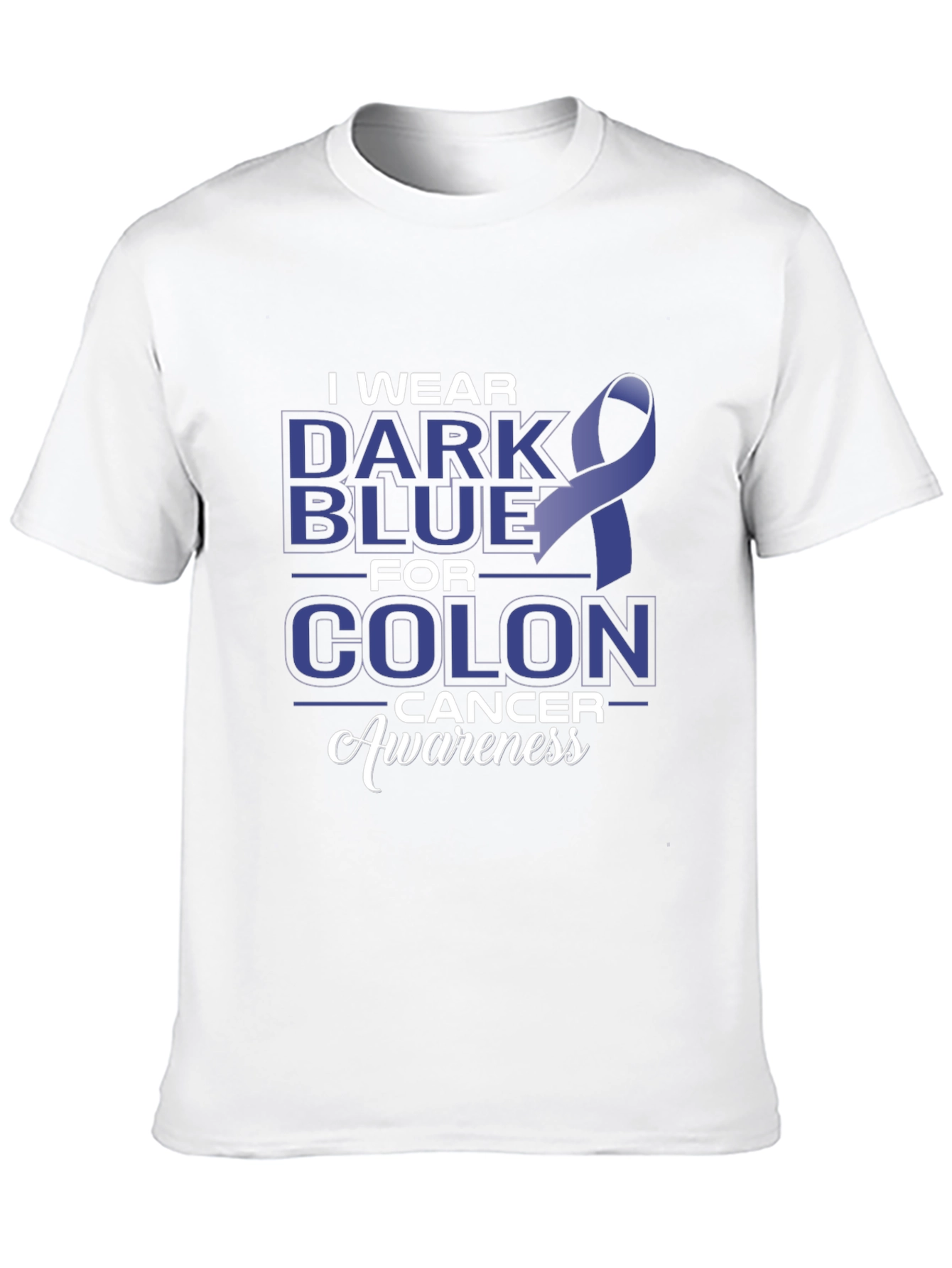 Colon Cancer Awareness Dark Blue Ribbon T-Shirt