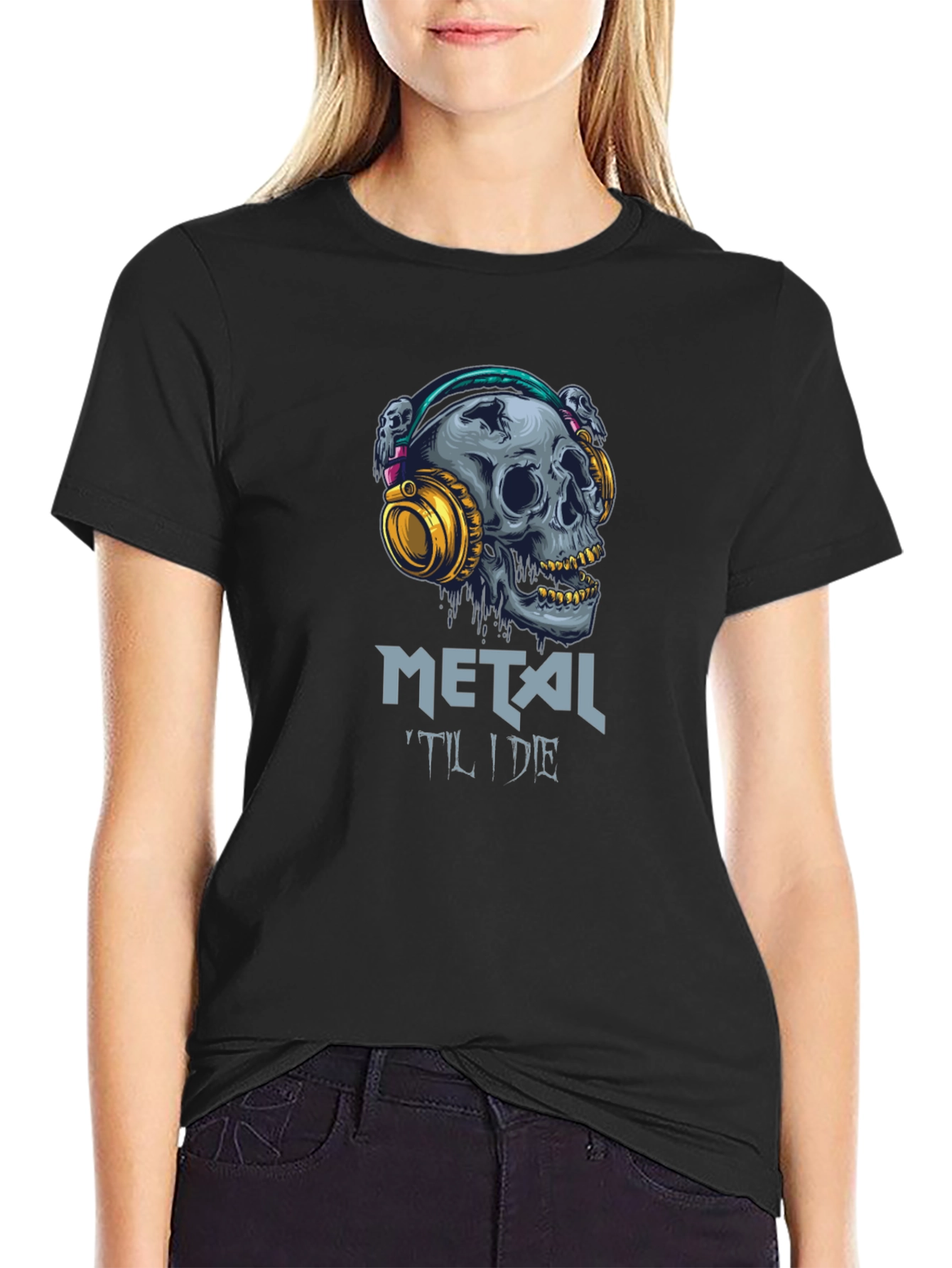 Metal Til I Die Skull Graphic T-Shirt