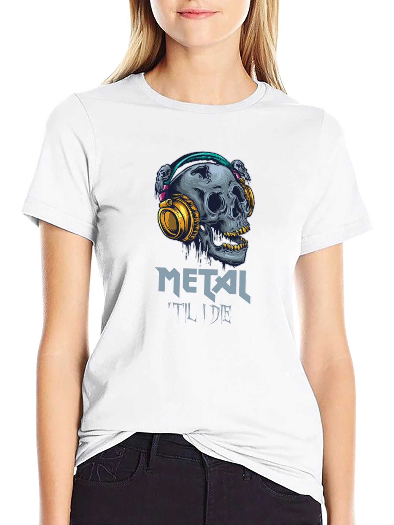 Metal Til I Die Skull Graphic T-Shirt