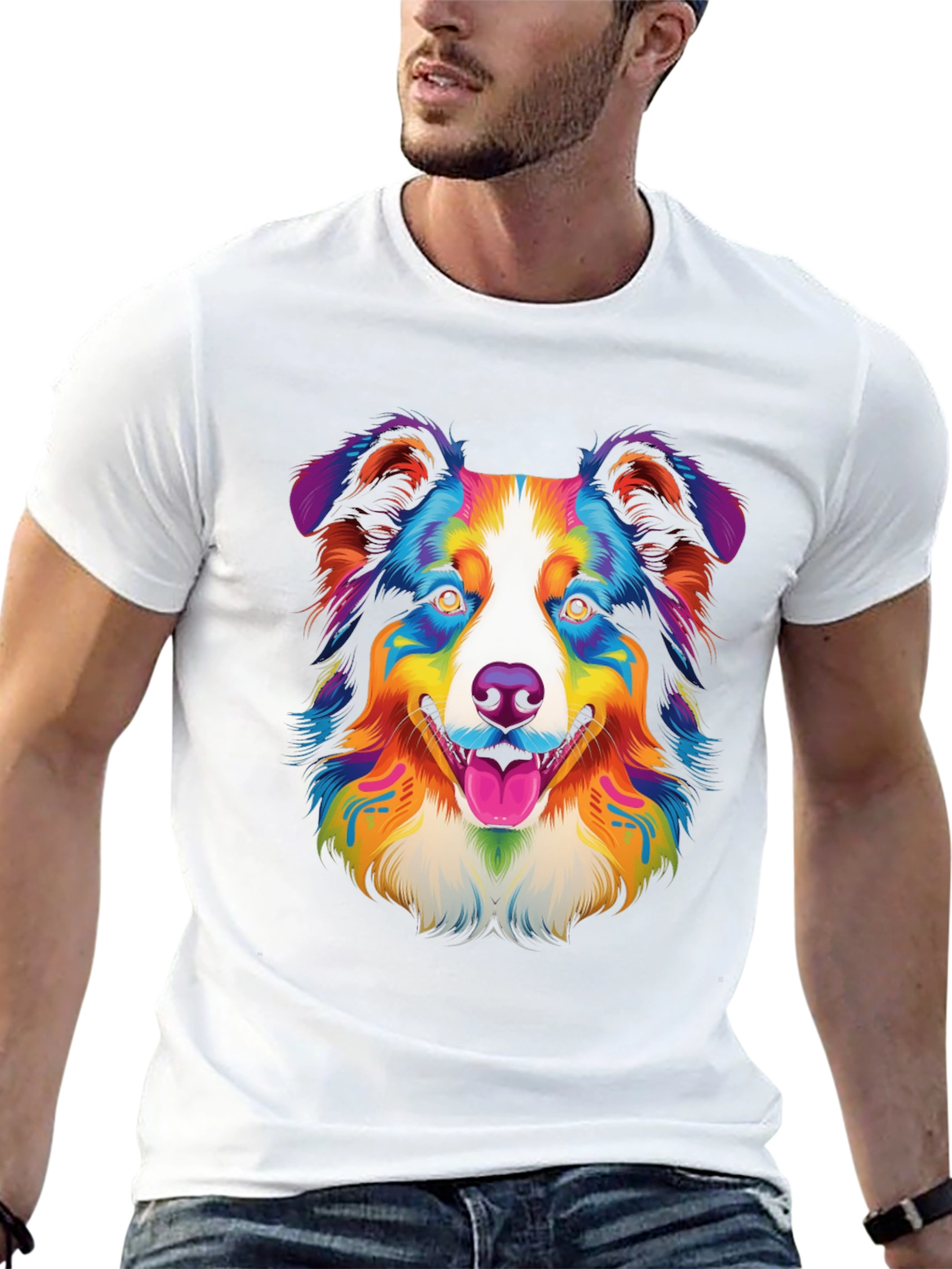 Vibrant Australian Shepherd Dog Graphic Tee