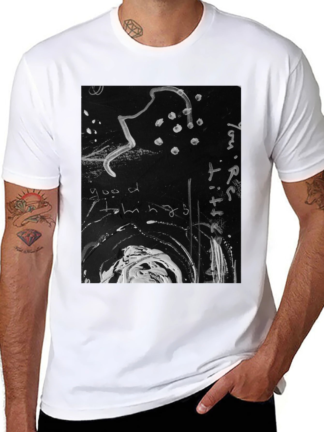 Abstract Art Graphic Print Black T-Shirt