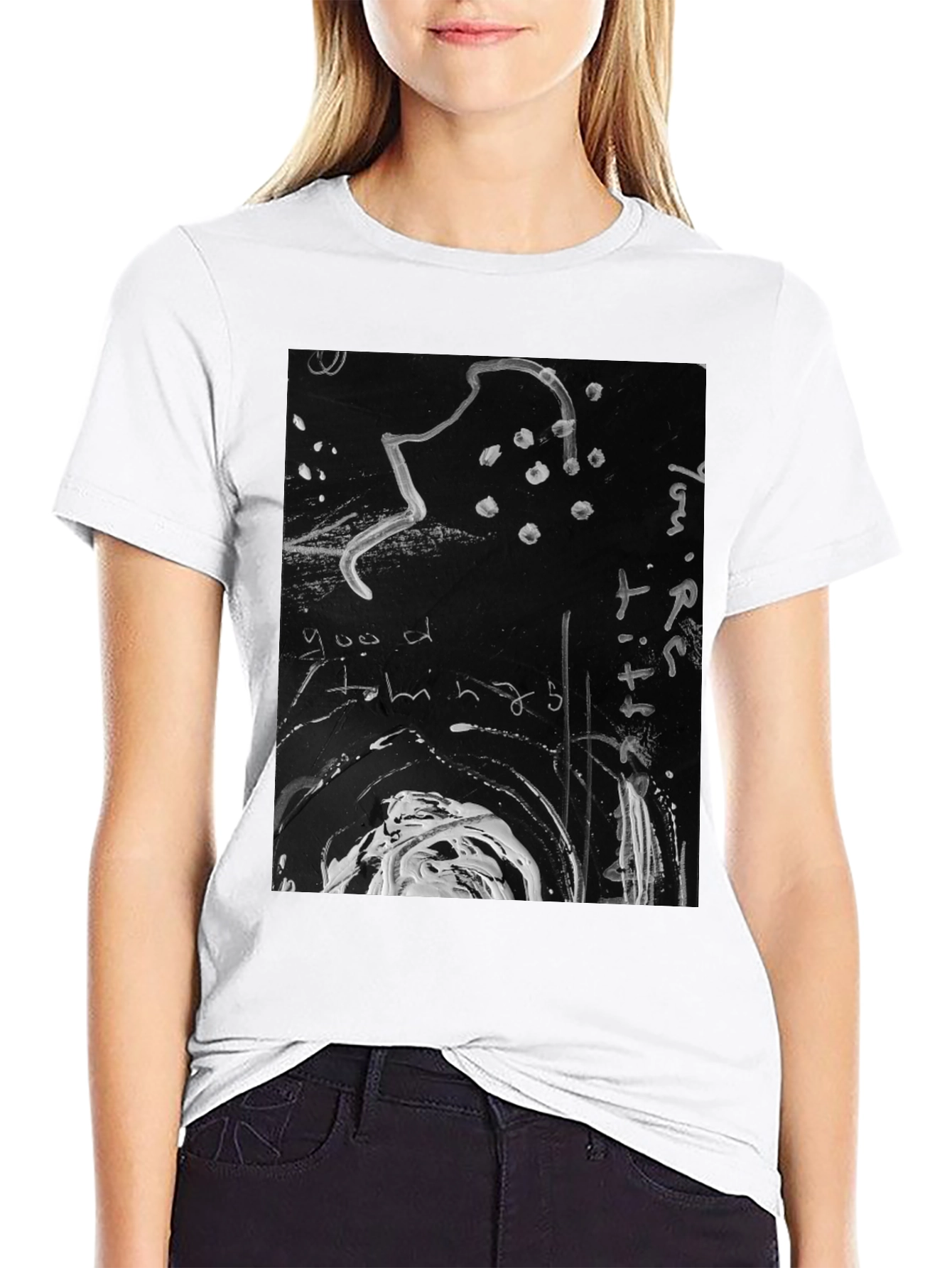Abstract Art Graphic Print Black T-Shirt