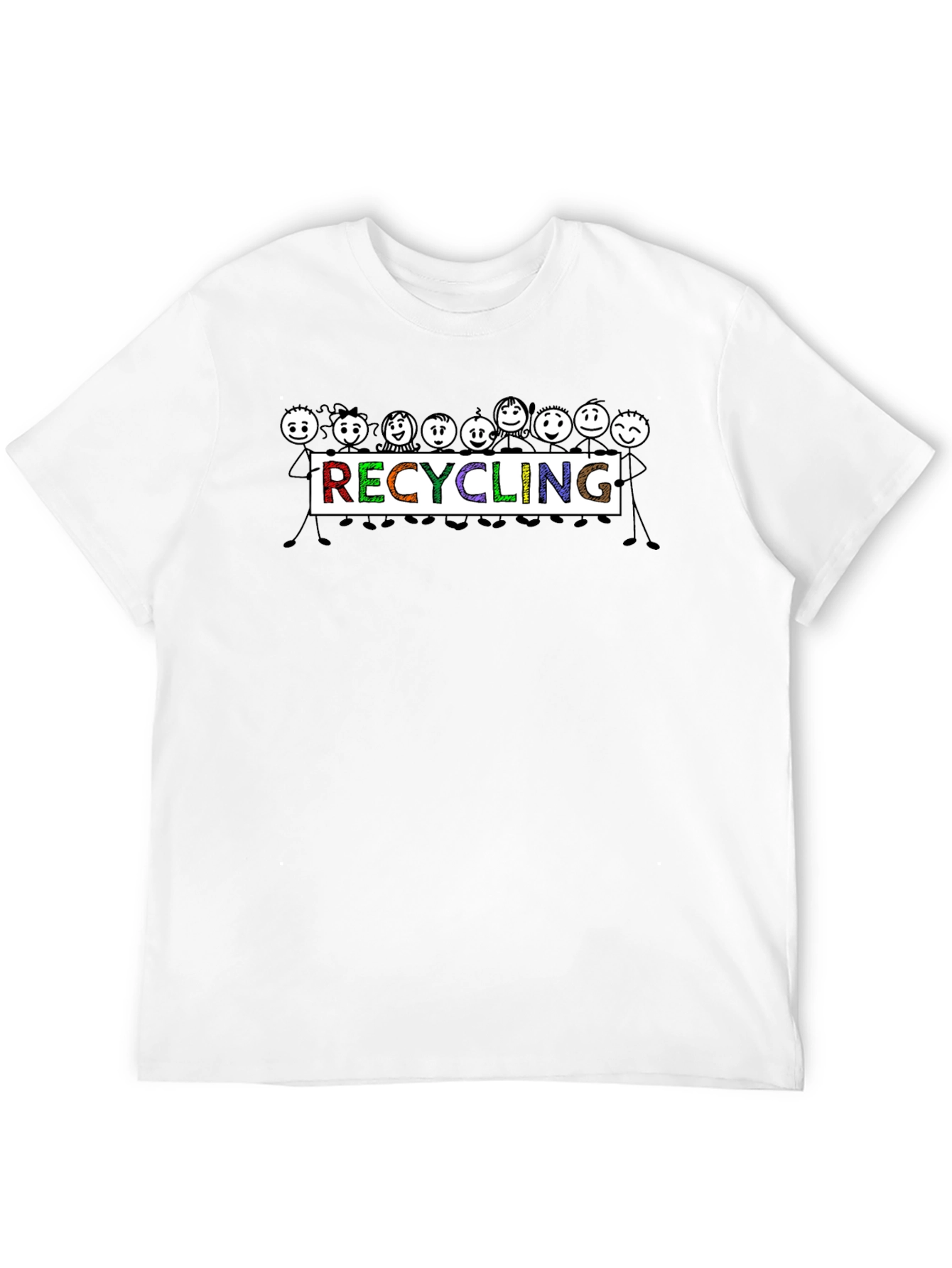 Recycling People Graphic Tee - Black Cotton T-Shirt