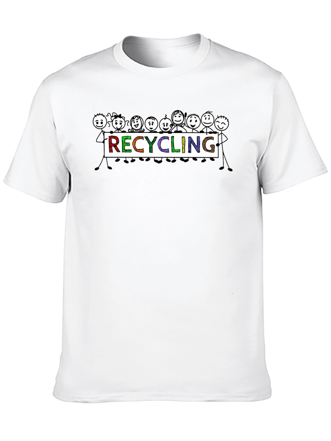 Recycling People Graphic Tee - Black Cotton T-Shirt