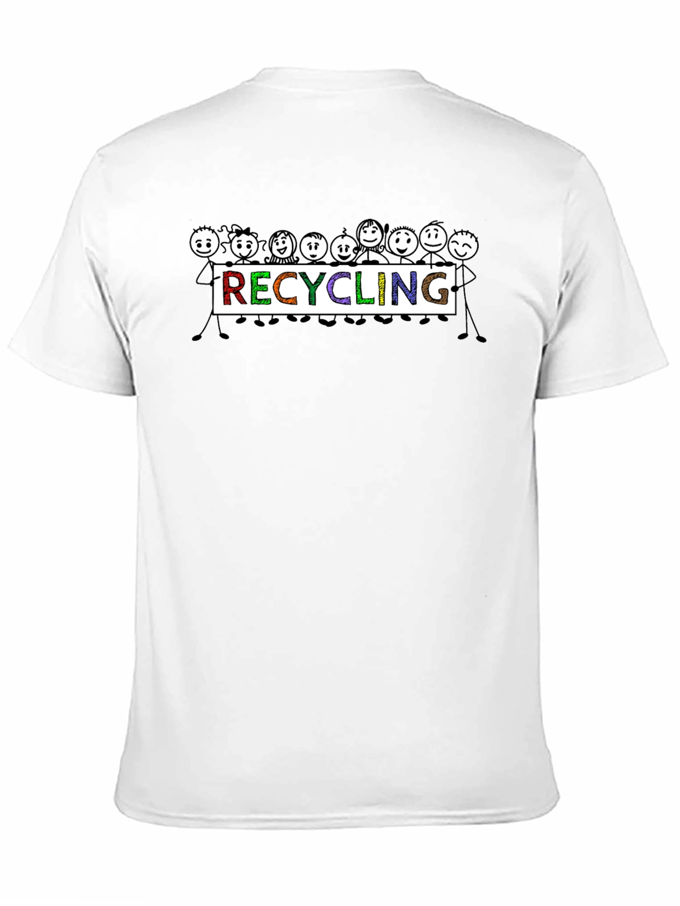 Recycling People Graphic Tee - Black Cotton T-Shirt