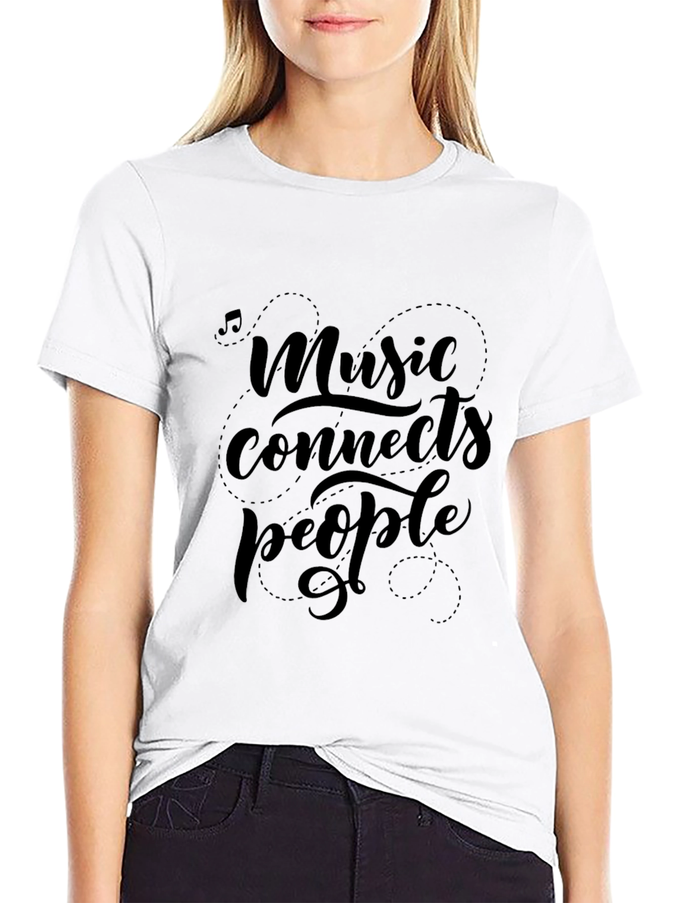 Music Connects People Black Graphic T-Shirt