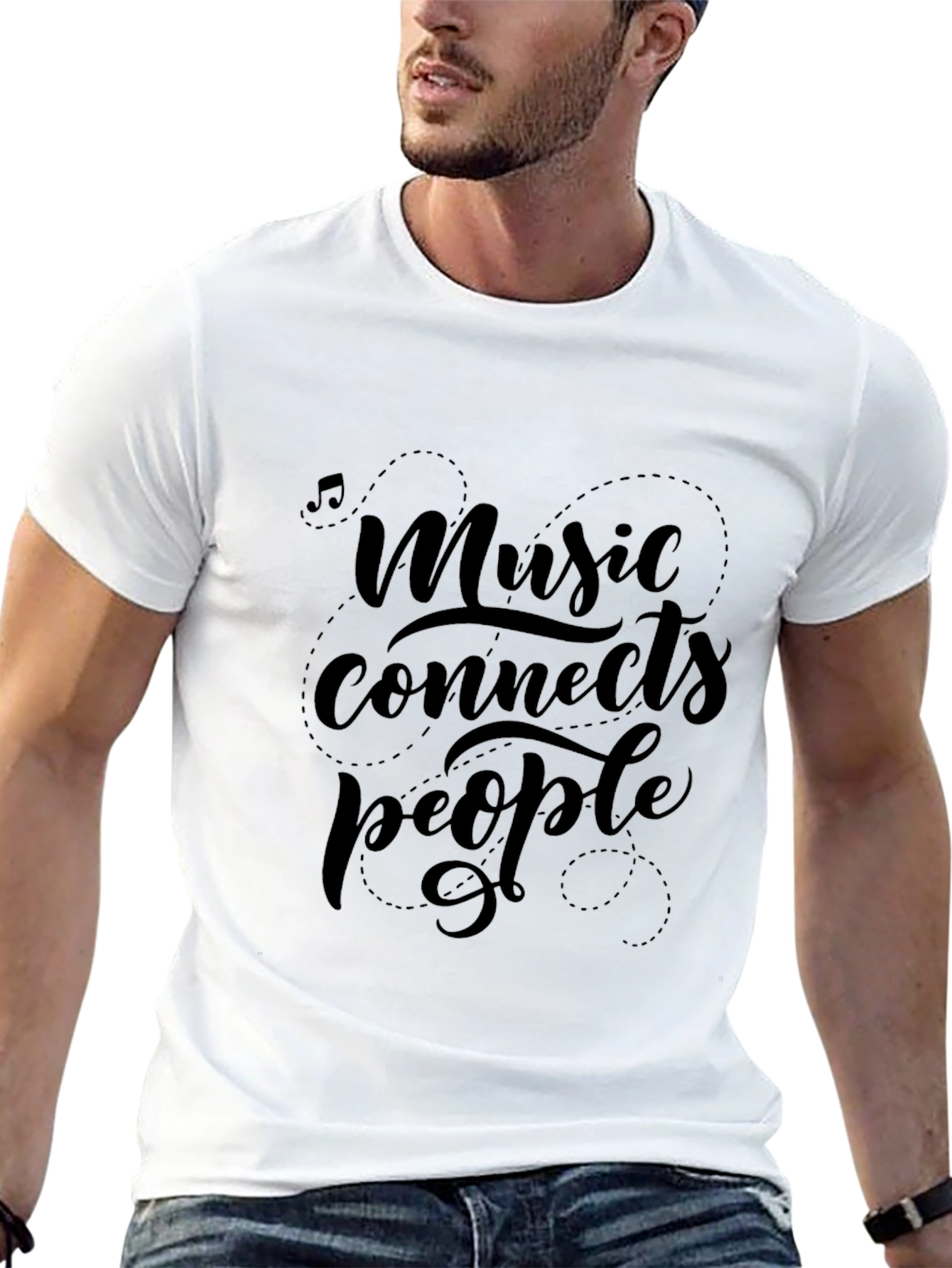 Music Connects People Black Graphic T-Shirt