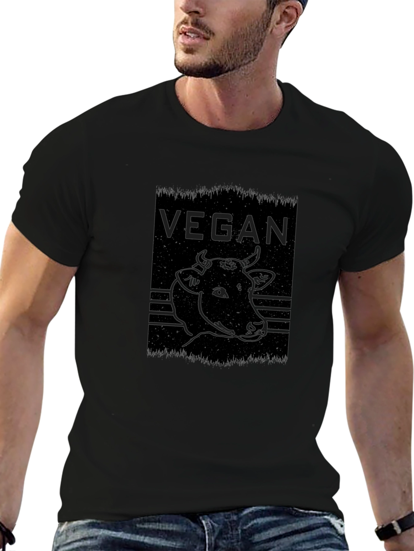 Vegan Cow Graphic Tee - Black