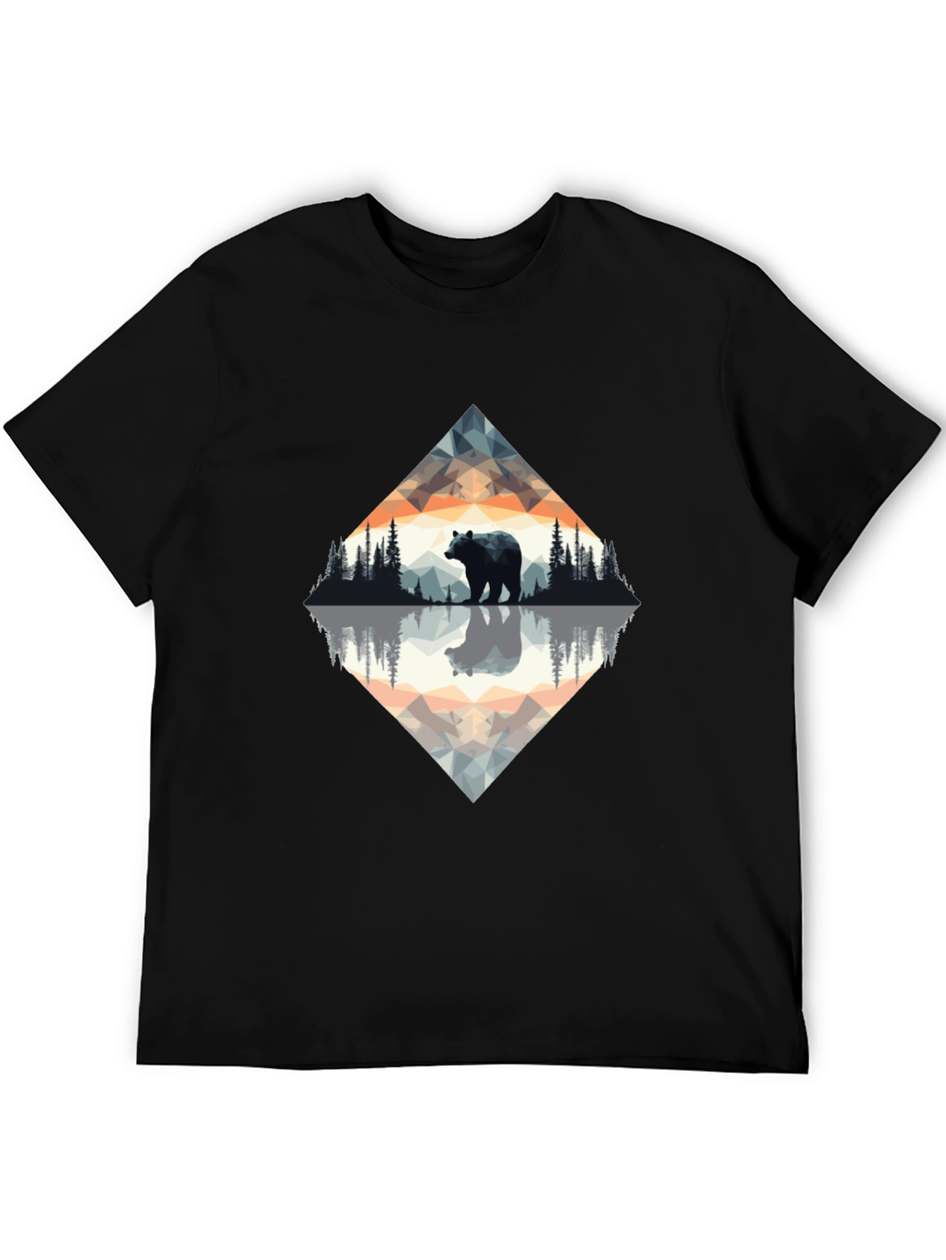 Geometric Bear Graphic Tee - Nature Inspired Design