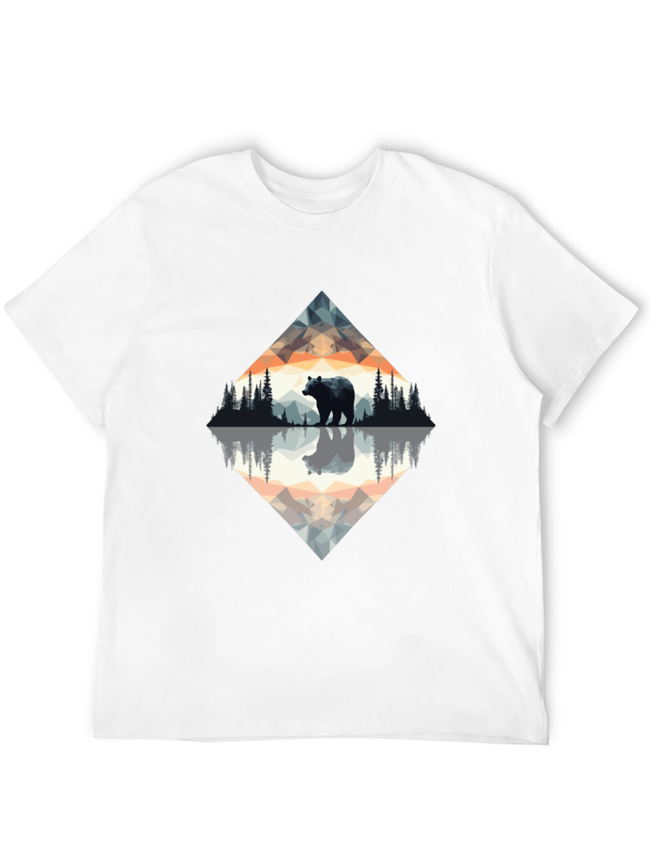 Geometric Bear Graphic Tee - Nature Inspired Design