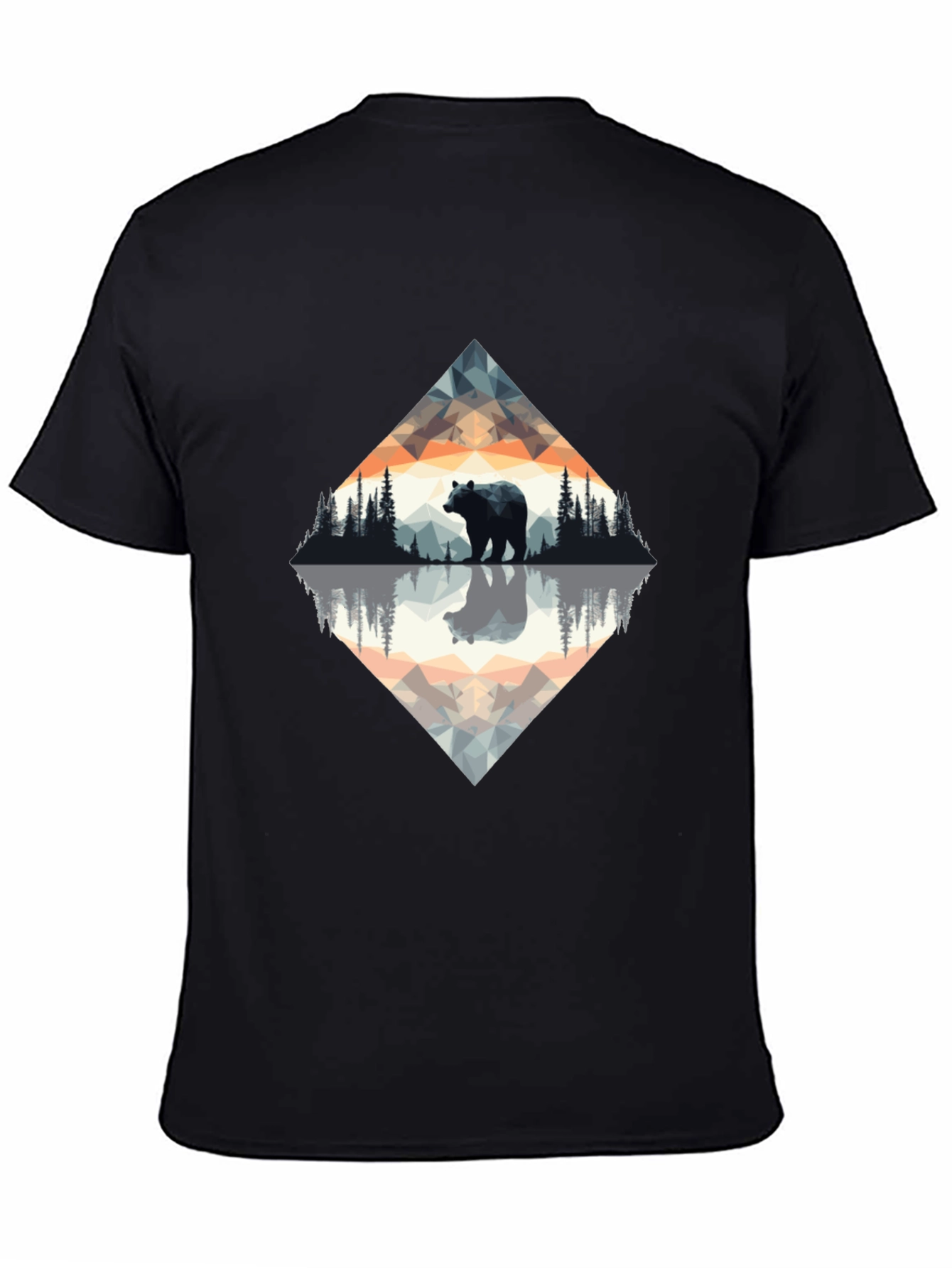 Geometric Bear Graphic Tee - Nature Inspired Design