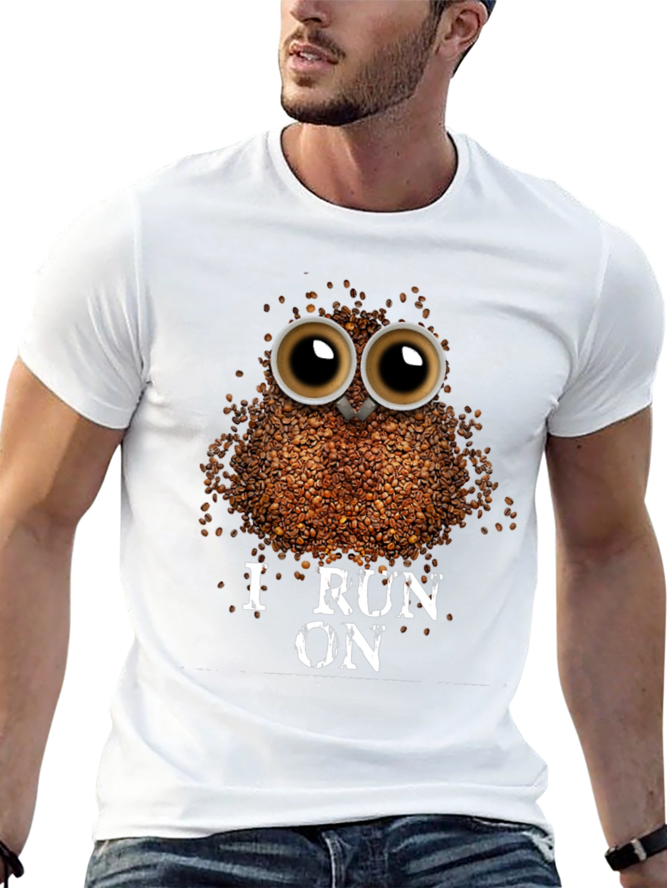 Coffee Bean Owl T-Shirt - I Run on Coffee