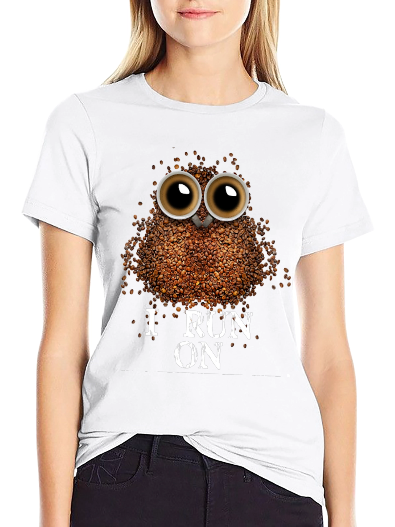 Coffee Bean Owl T-Shirt - I Run on Coffee