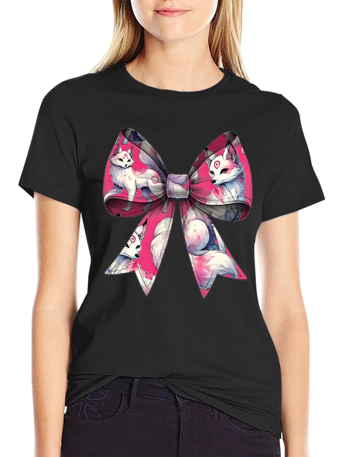 Fox Bow T-Shirt - Anime Style