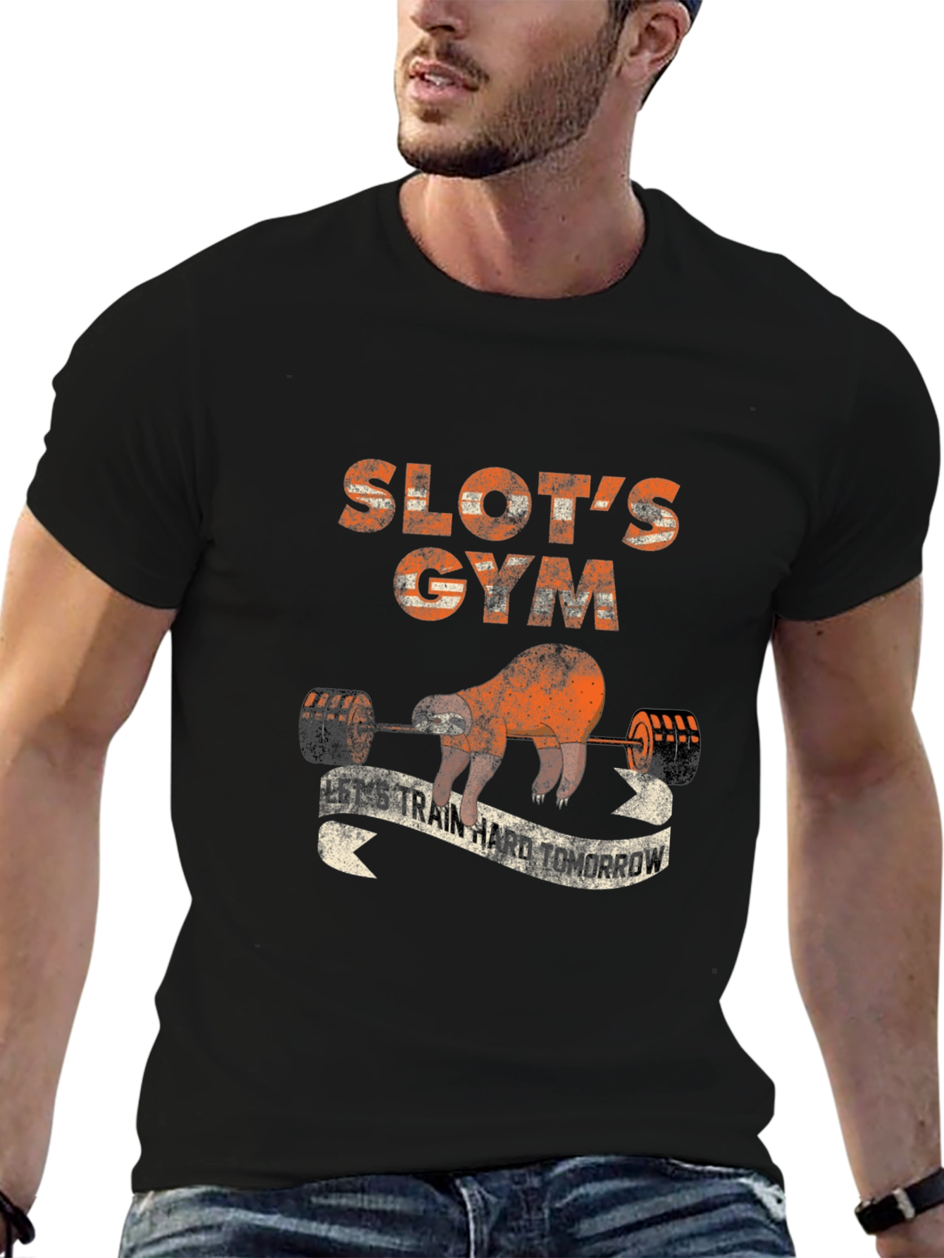 Sloths Gym Black Graphic T-Shirt