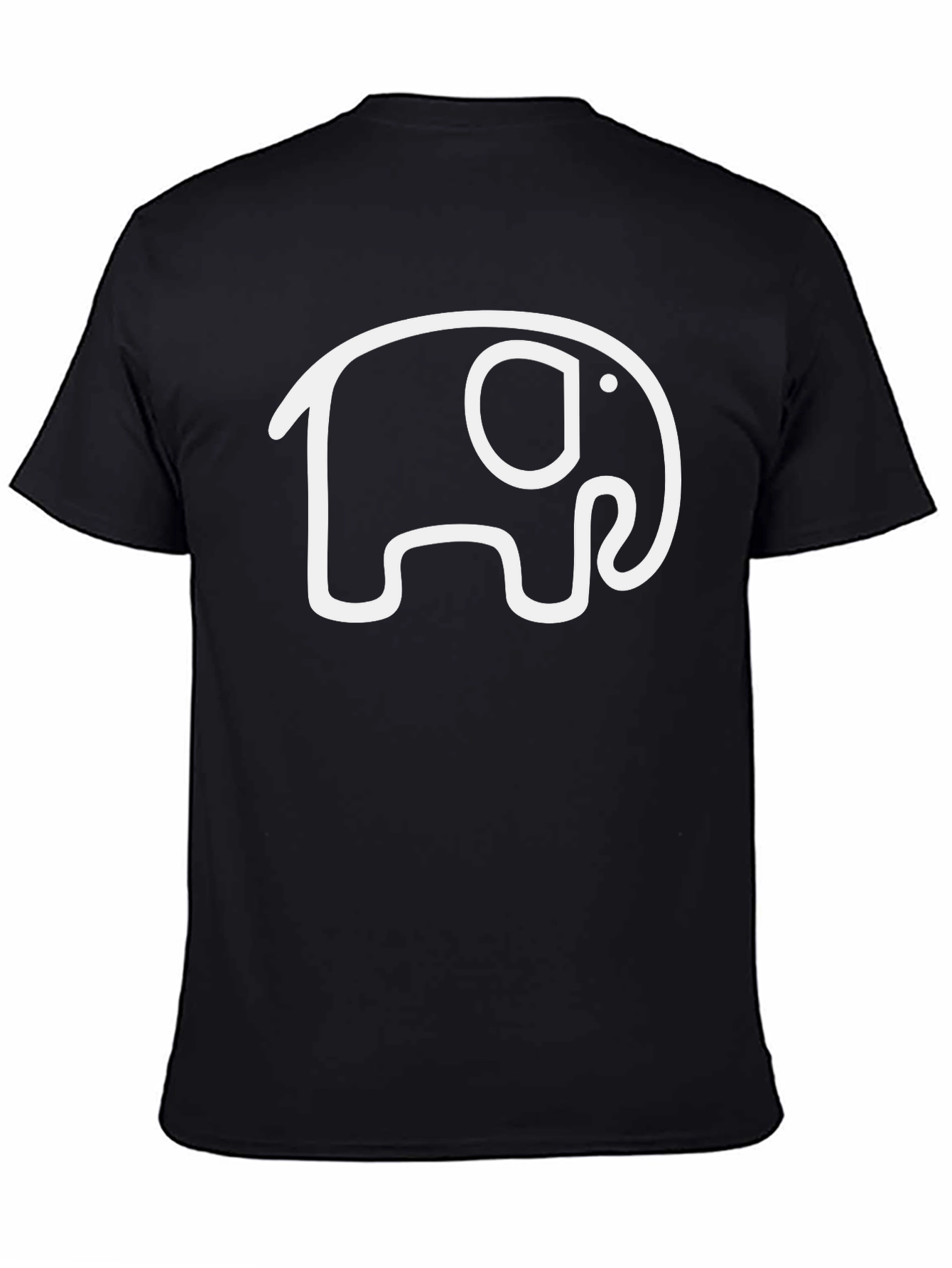 Elephant Outline Graphic Tee - Casual Black T-Shirt