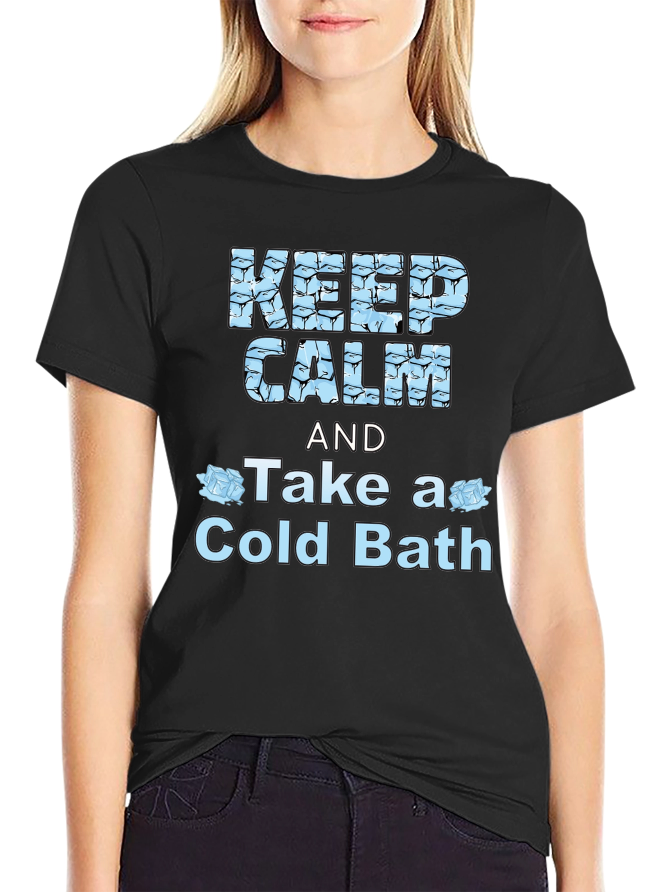 Keep Calm Cold Bath Novelty Graphic T-Shirt