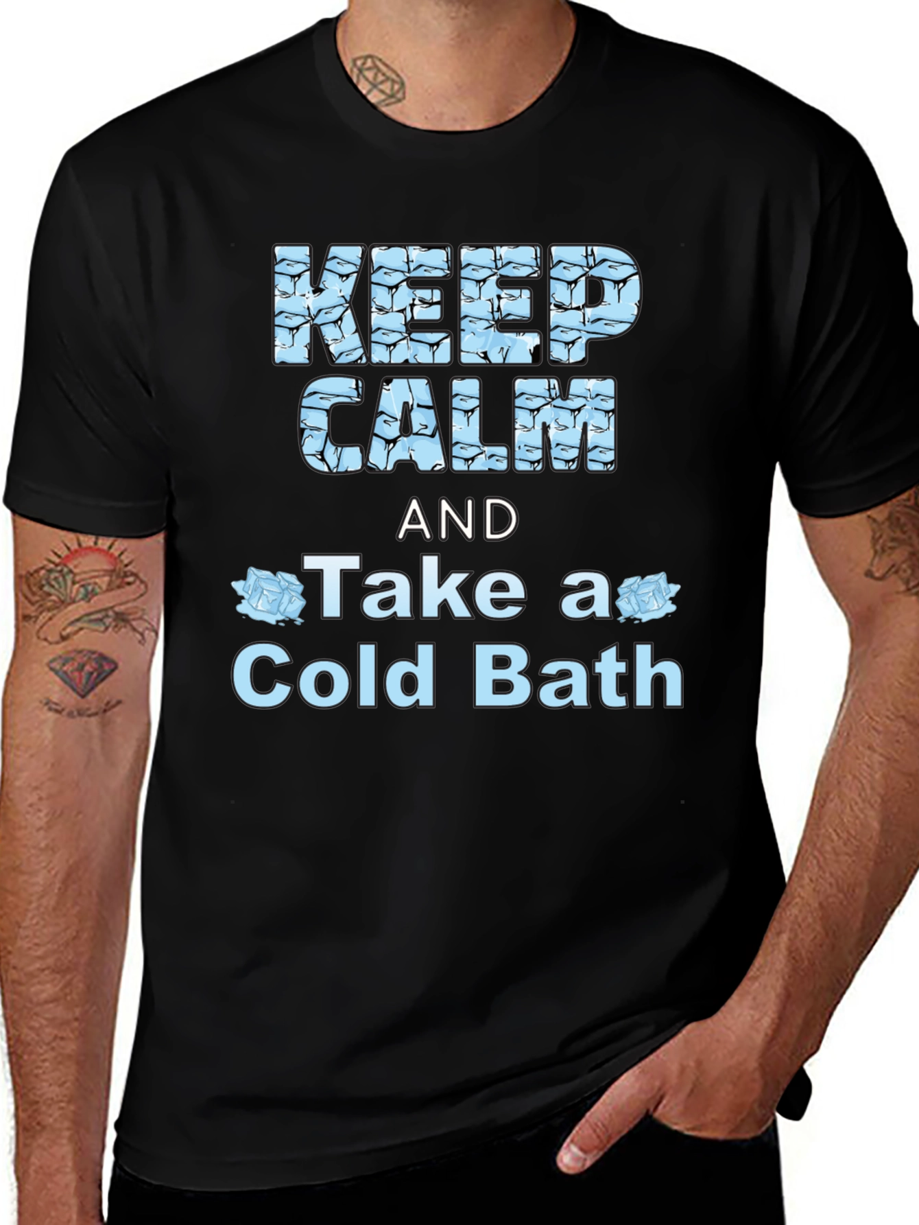 Keep Calm Cold Bath Novelty Graphic T-Shirt