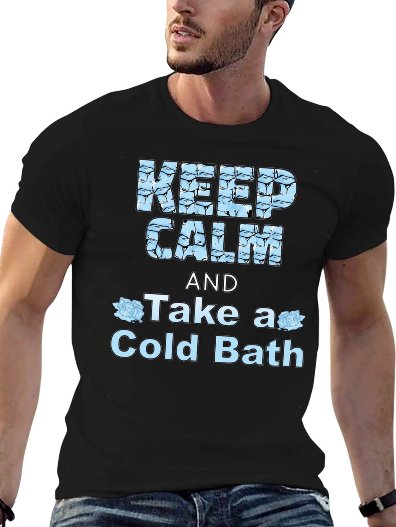 Keep Calm Cold Bath Novelty Graphic T-Shirt