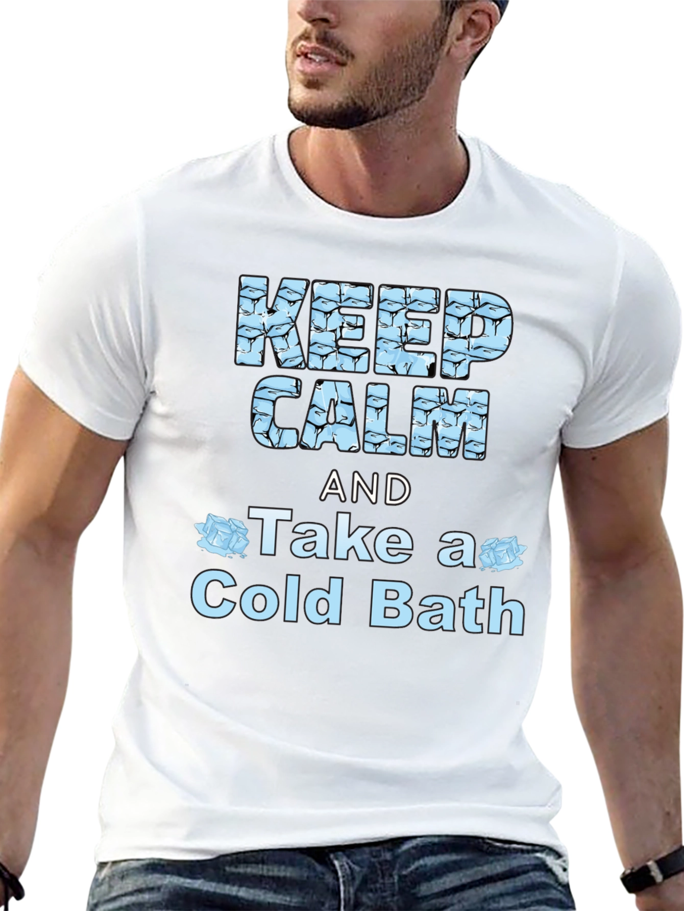 Keep Calm Cold Bath Novelty Graphic T-Shirt