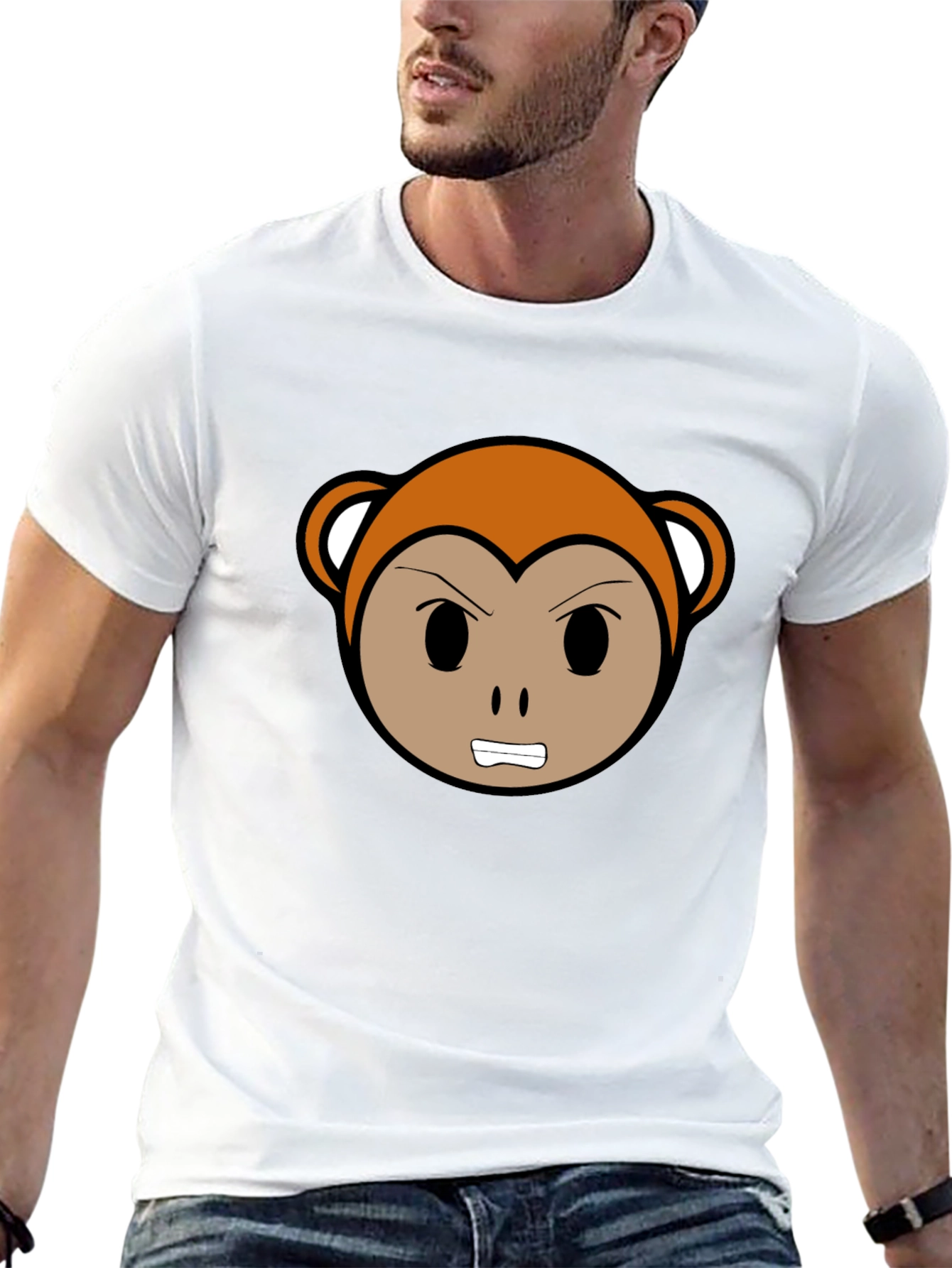 Angry Monkey Cartoon Black T-Shirt