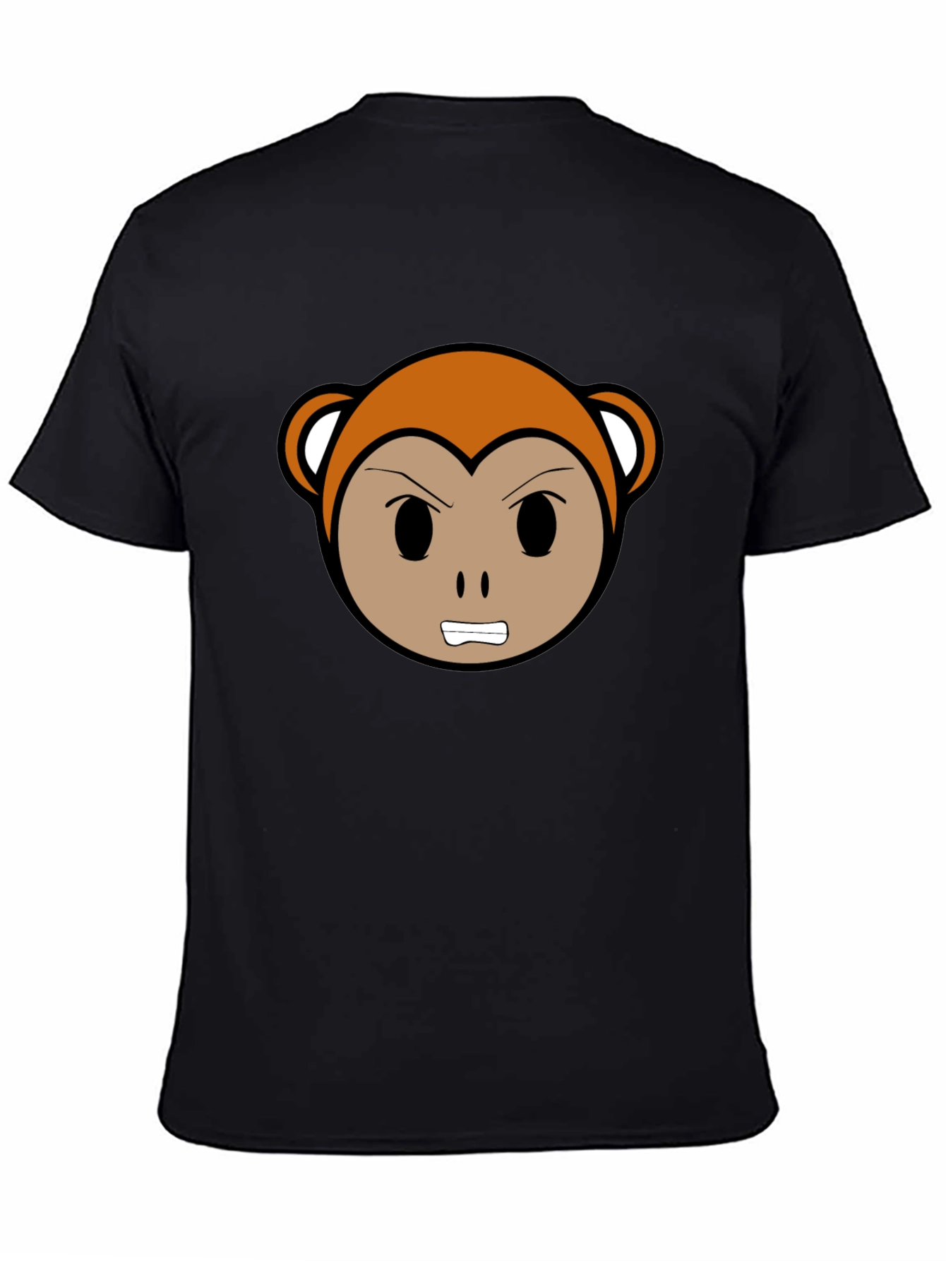 Angry Monkey Cartoon Black T-Shirt