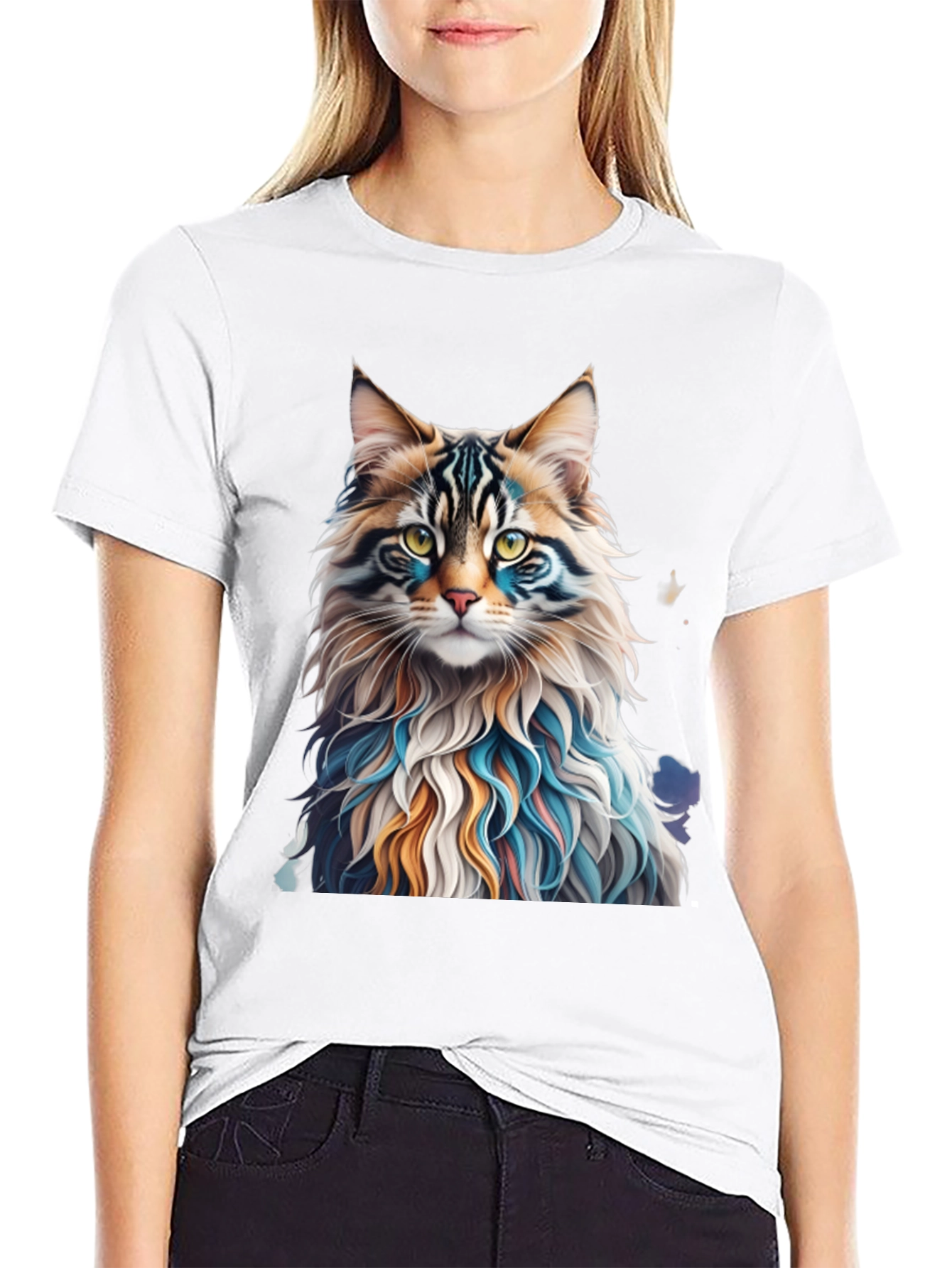 Artistic Cat Graphic Tee - Unique Design