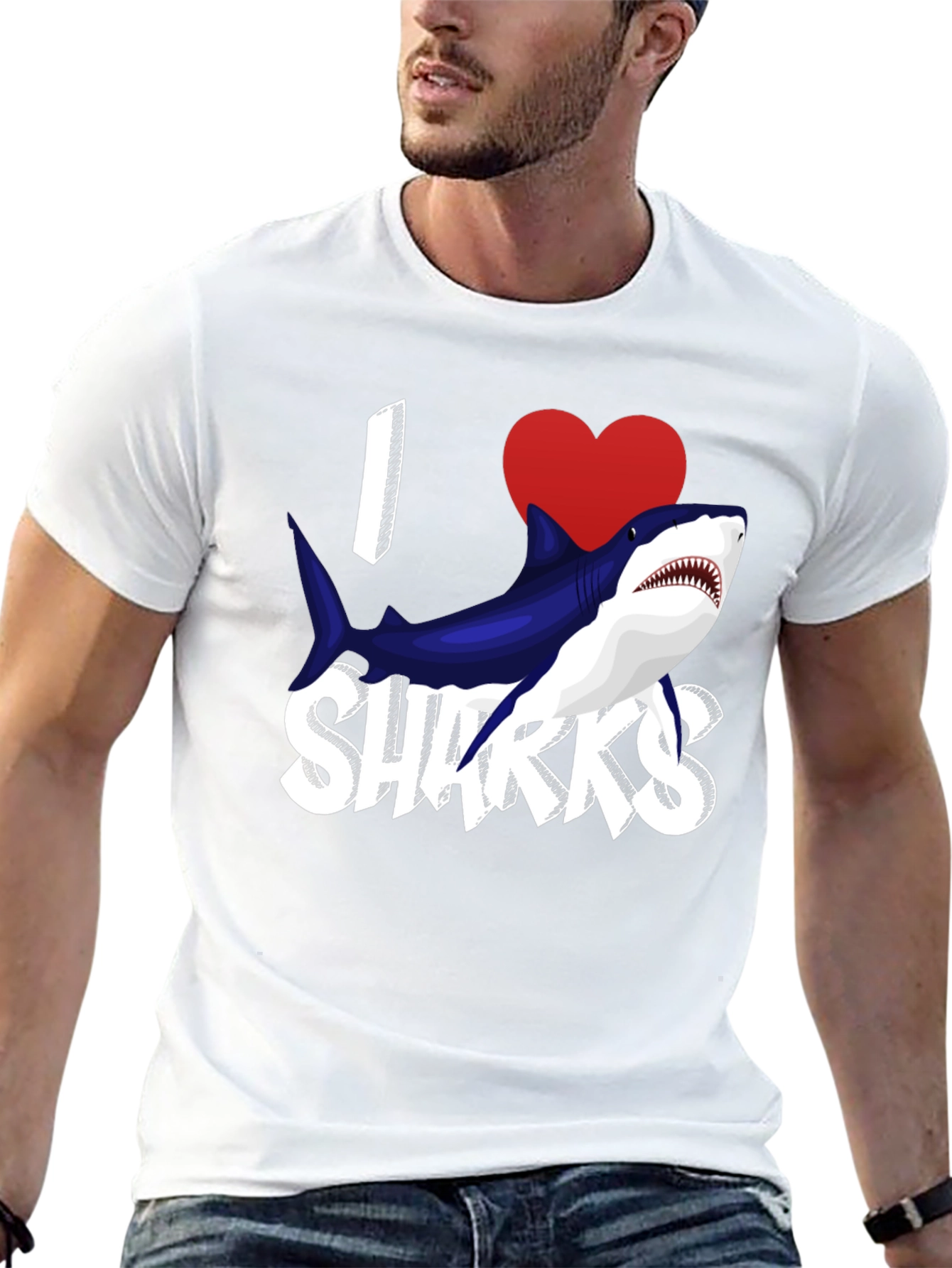 I Heart Sharks Graphic T-Shirt - Black