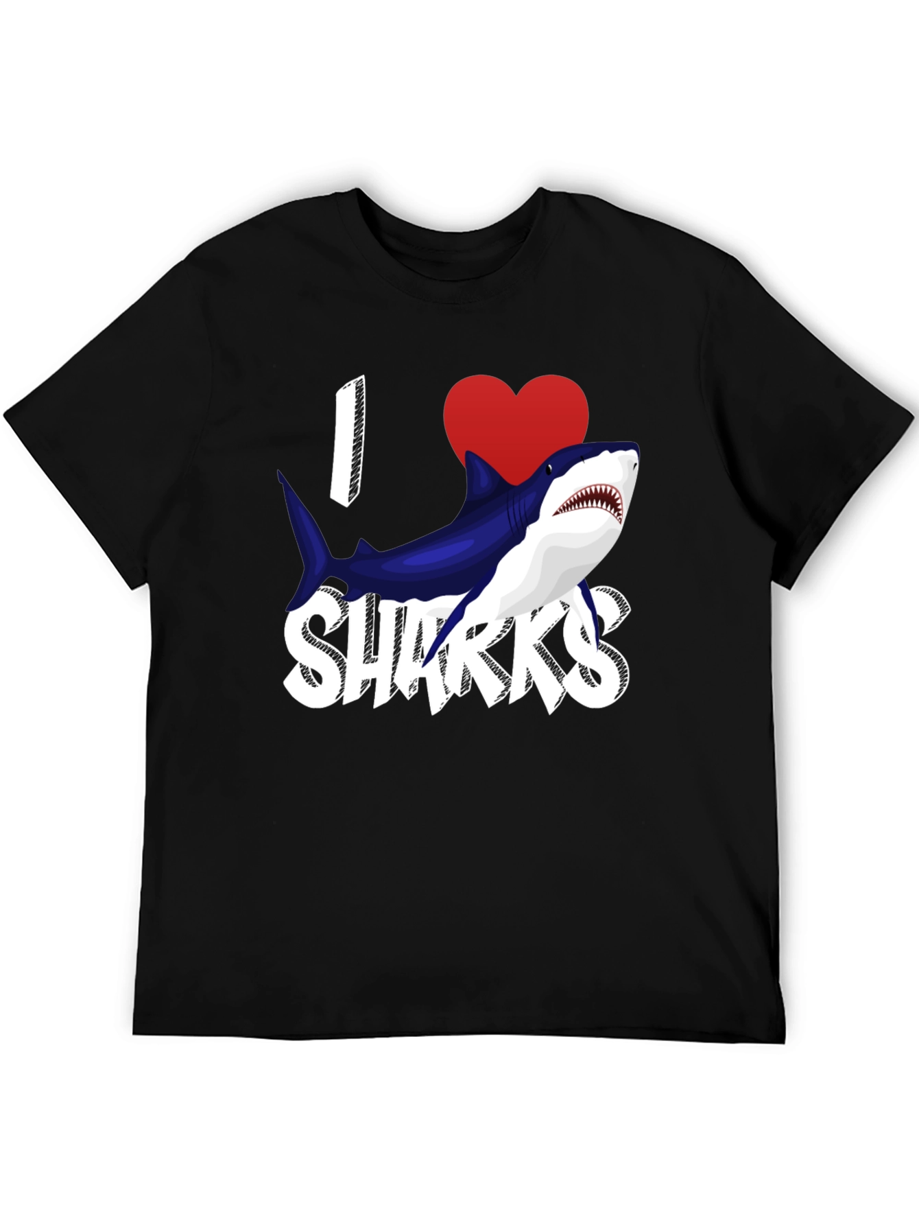 I Heart Sharks Graphic T-Shirt - Black