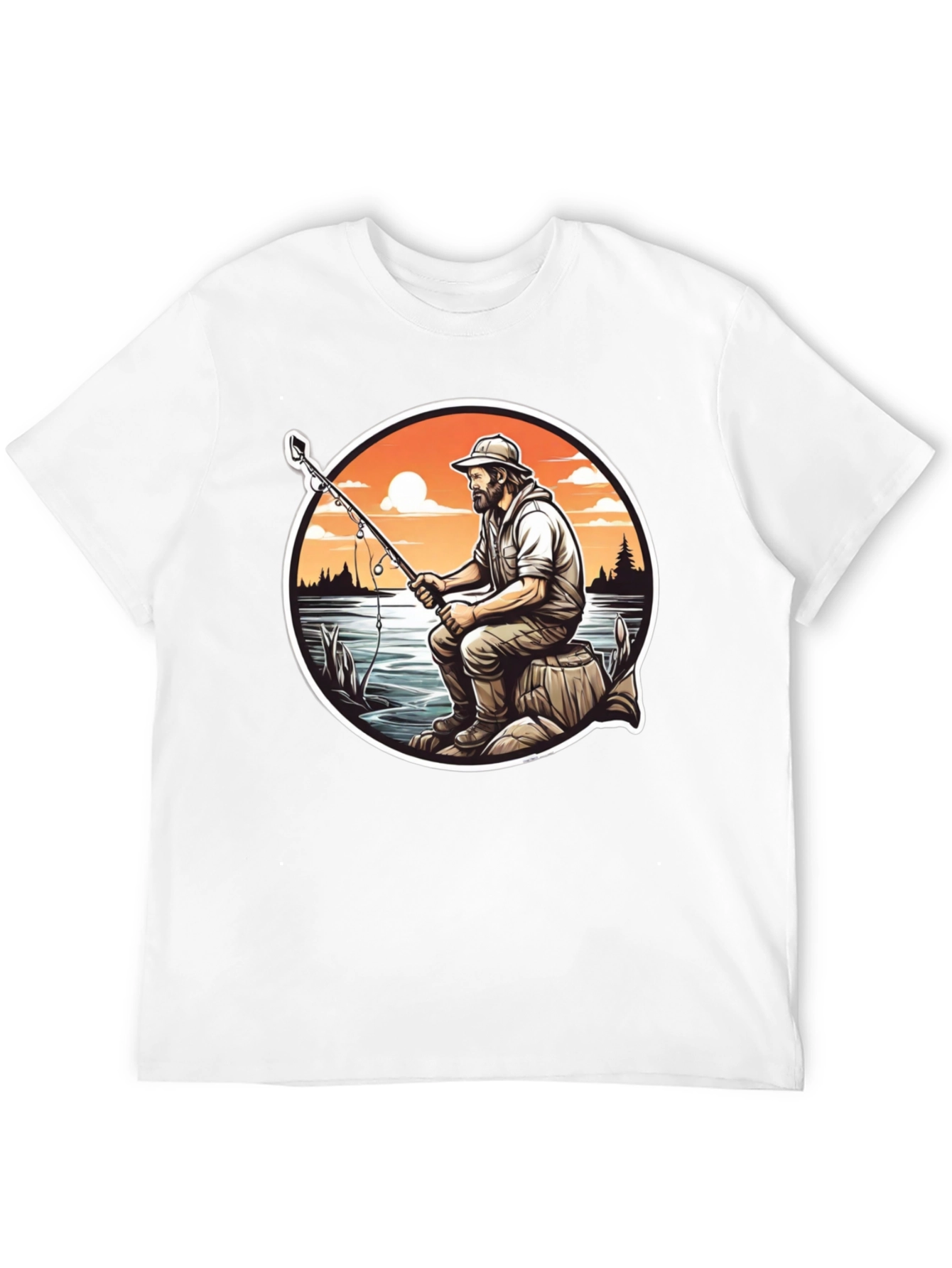 Fisherman Graphic Tee - Black Cotton T-Shirt
