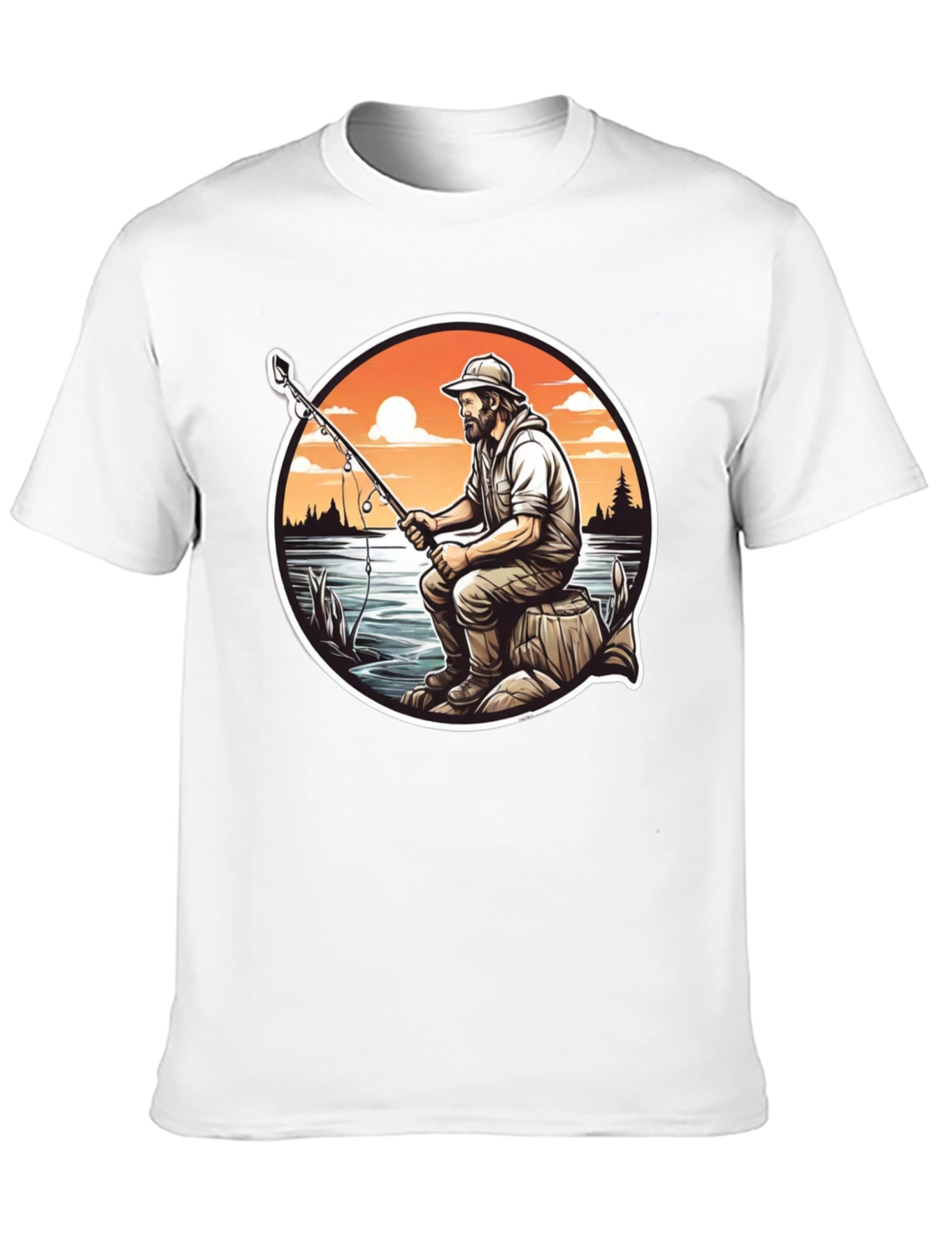 Fisherman Graphic Tee - Black Cotton T-Shirt