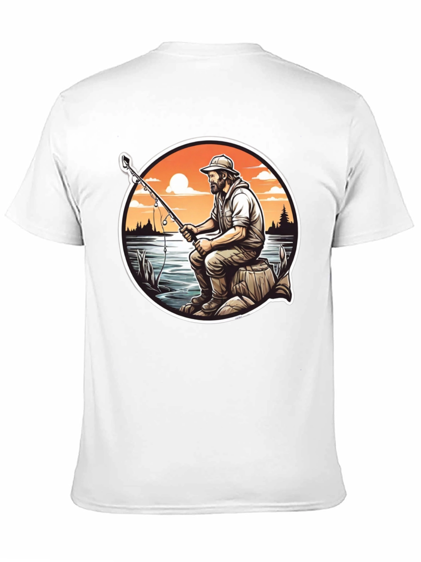 Fisherman Graphic Tee - Black Cotton T-Shirt