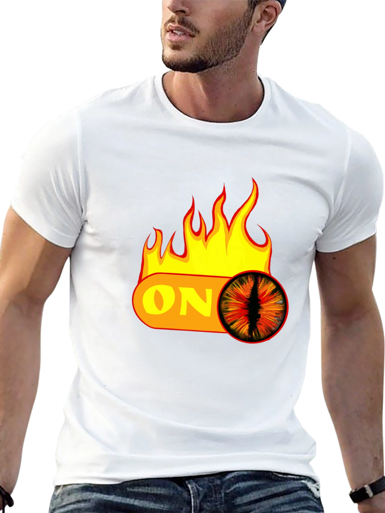 Fiery Eye ON Graphic Black T-Shirt
