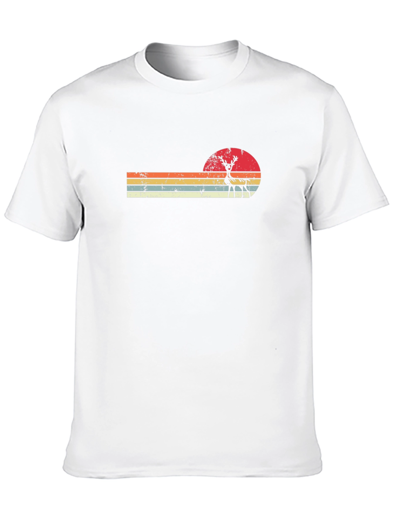 Retro Sunset Deer Graphic Tee - Black
