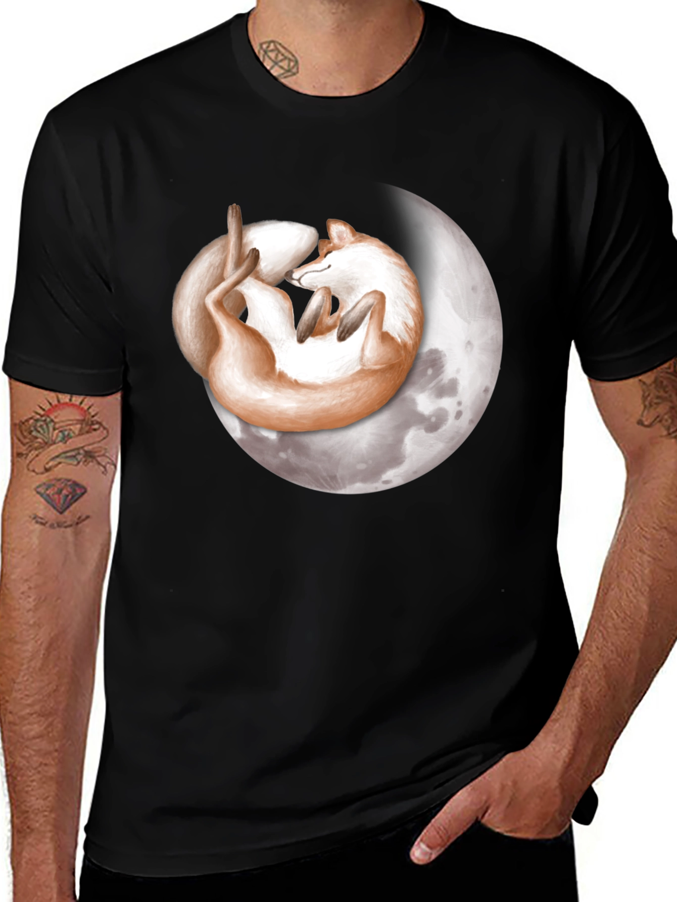 Dreamy Fox Moon Graphic T-Shirt