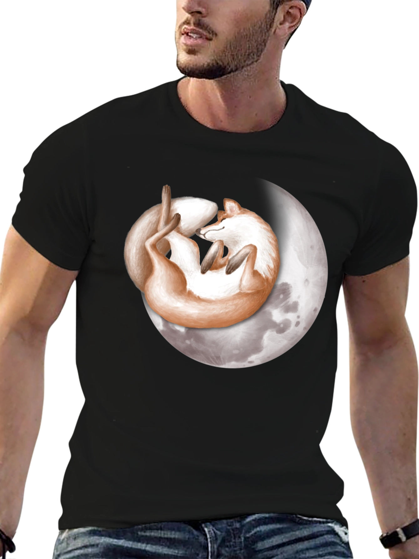 Dreamy Fox Moon Graphic T-Shirt
