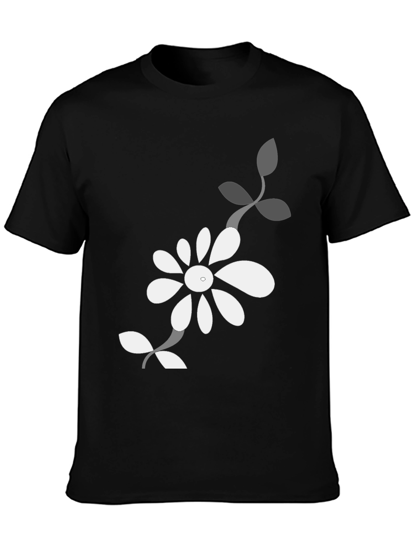 Black Floral Graphic Tee for Men