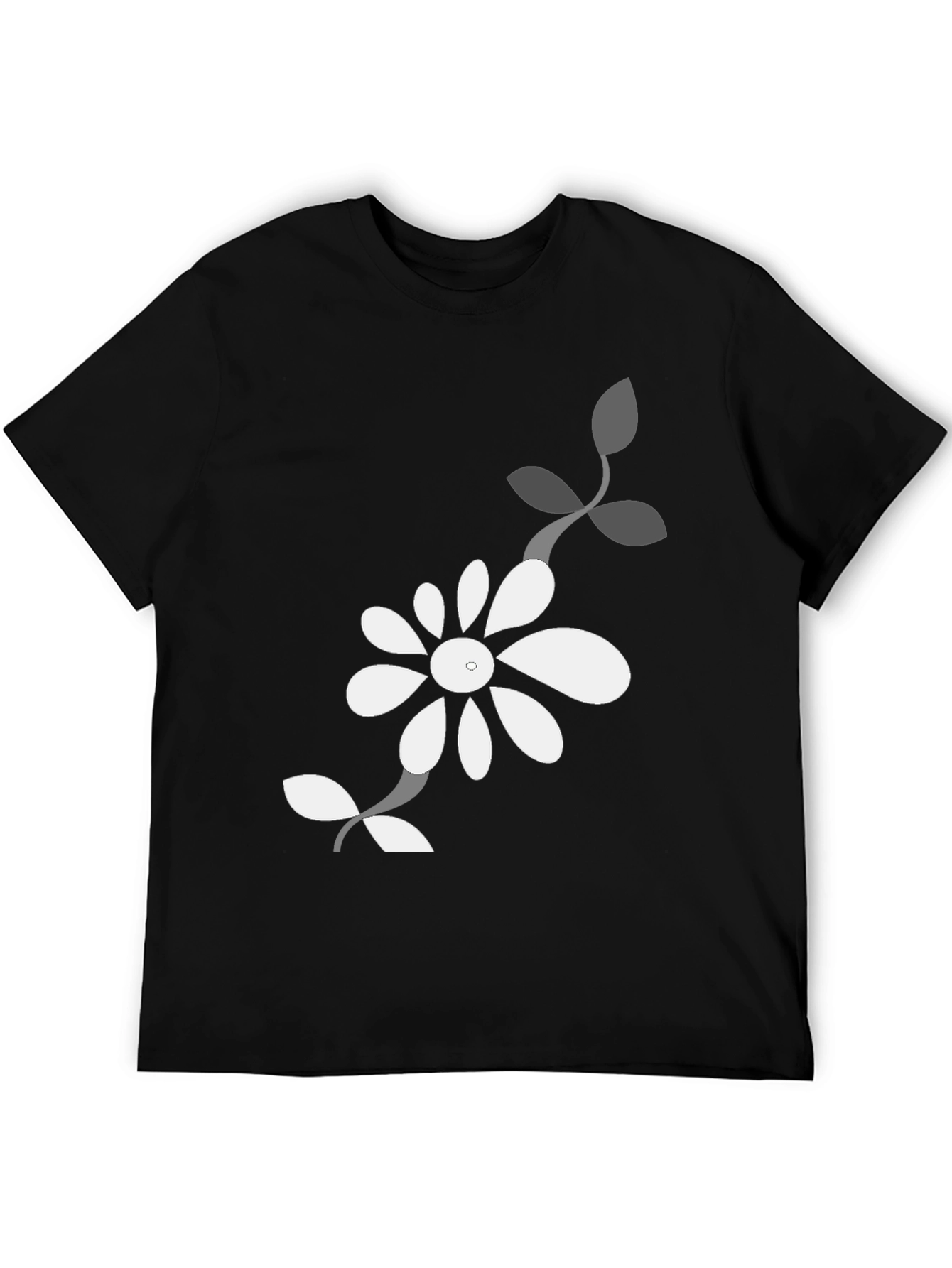 Black Floral Graphic Tee for Men