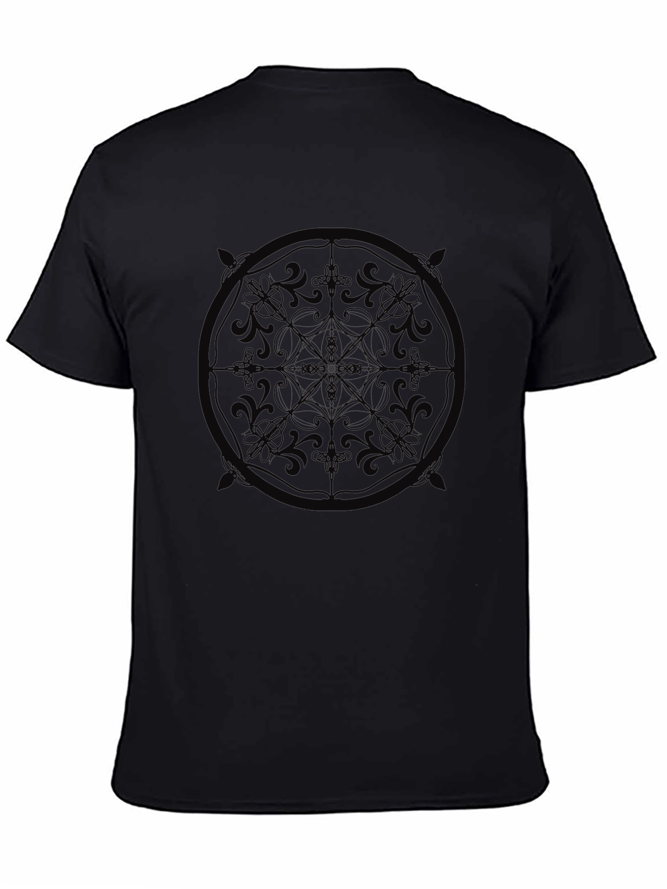 Black Graphic Tee - Floral Mandala Print