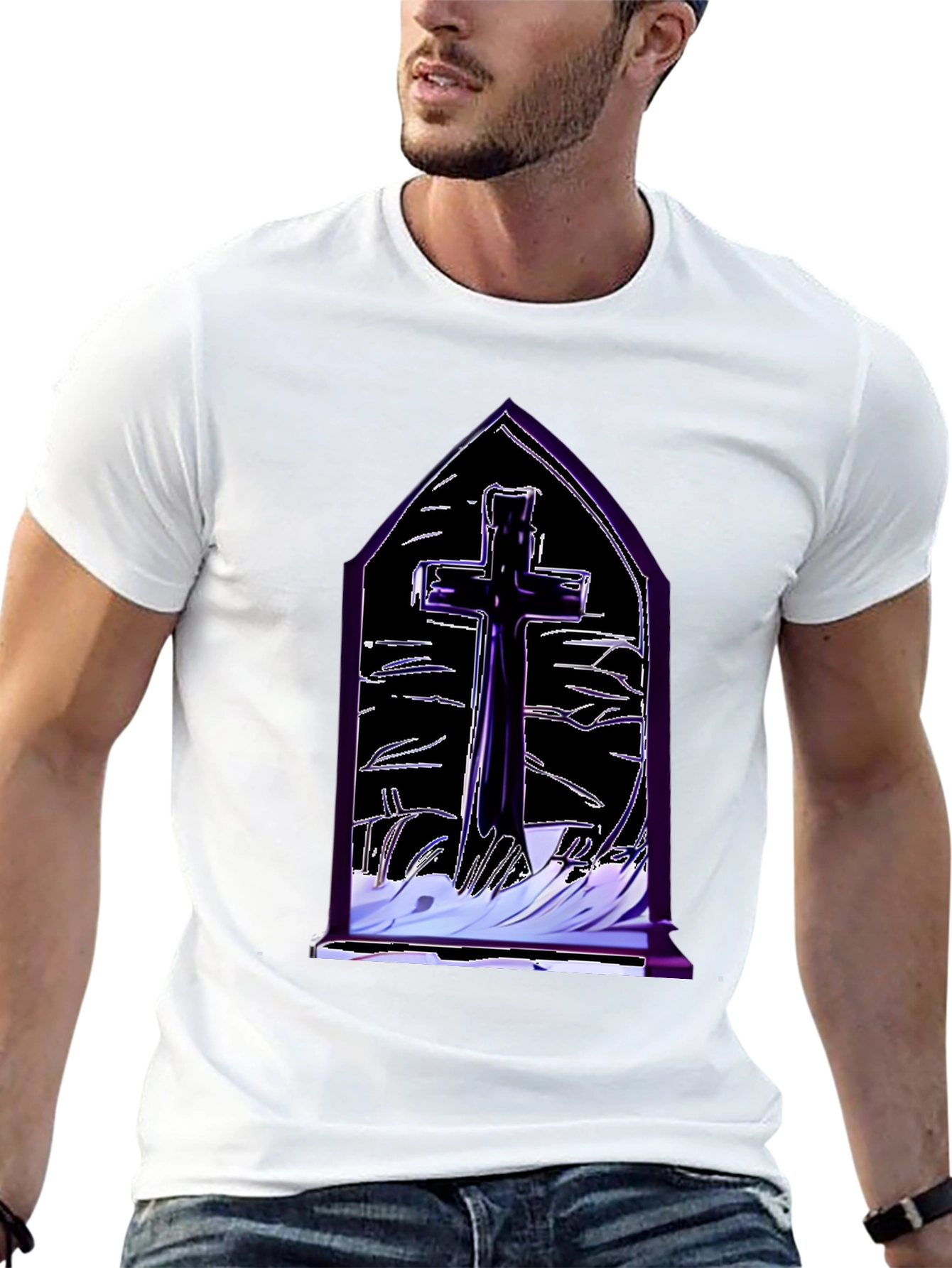 Gothic Cross T-Shirt - Mens Black Graphic Tee