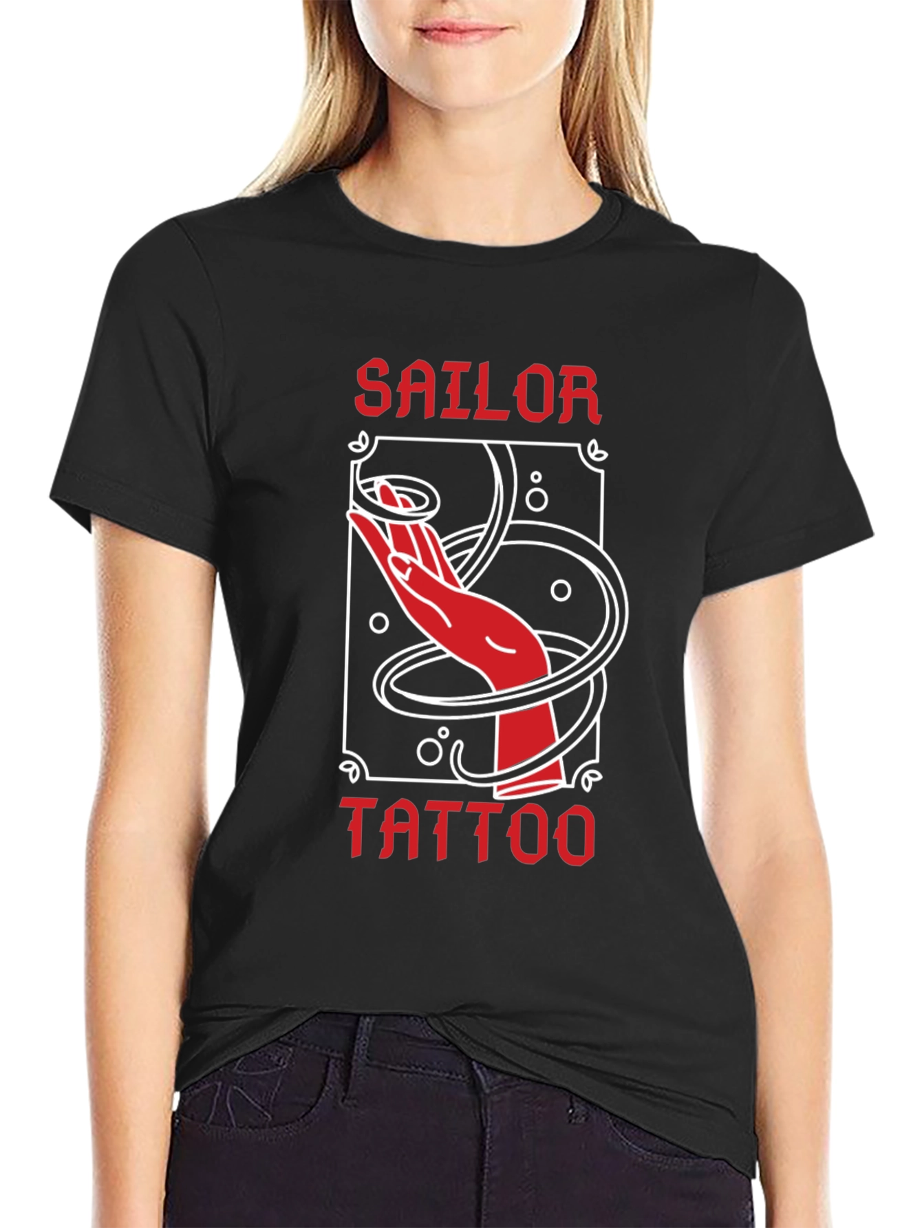 Sailor Tattoo Graphic T-Shirt - Red Hand Design