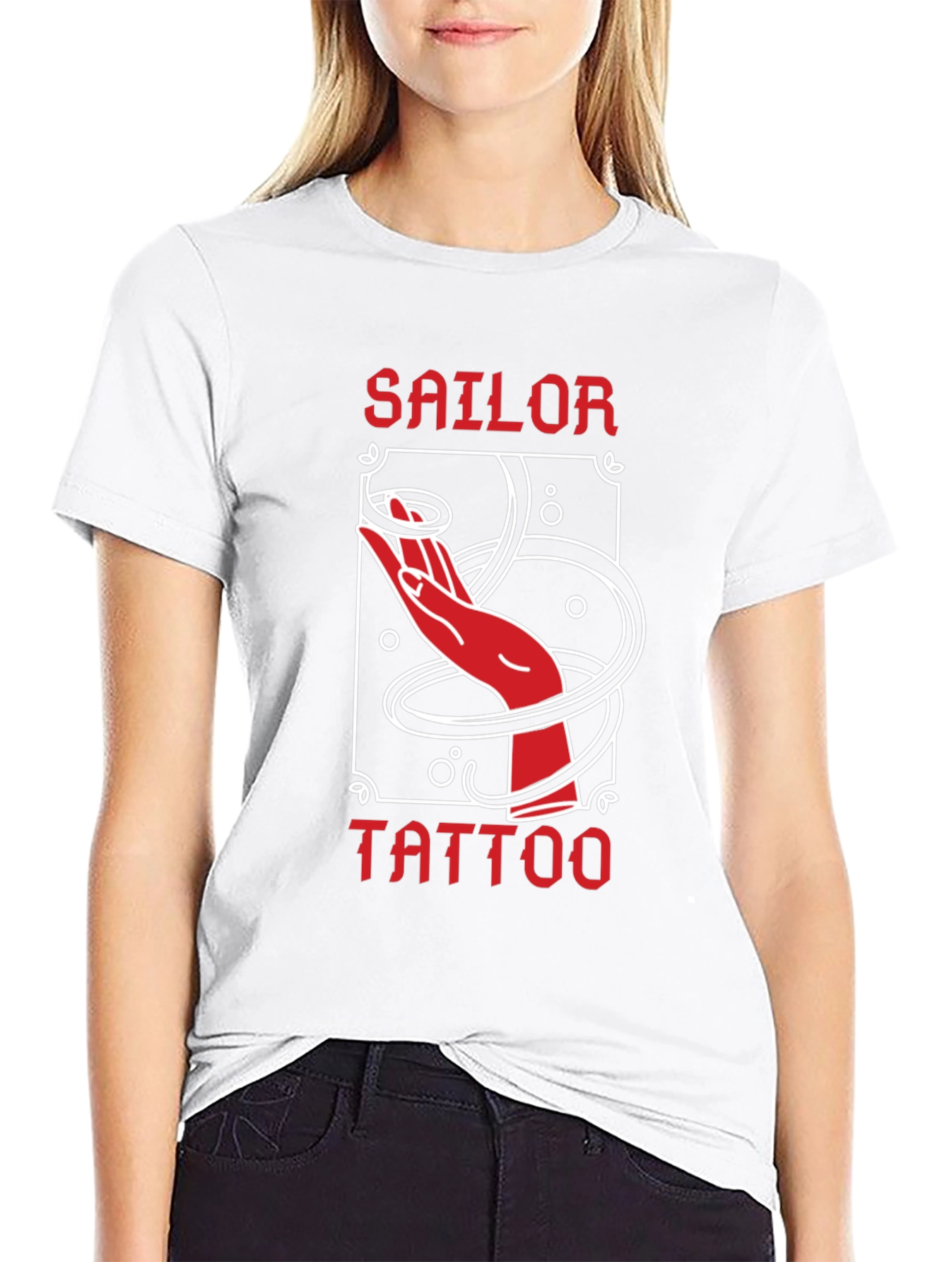 Sailor Tattoo Graphic T-Shirt - Red Hand Design