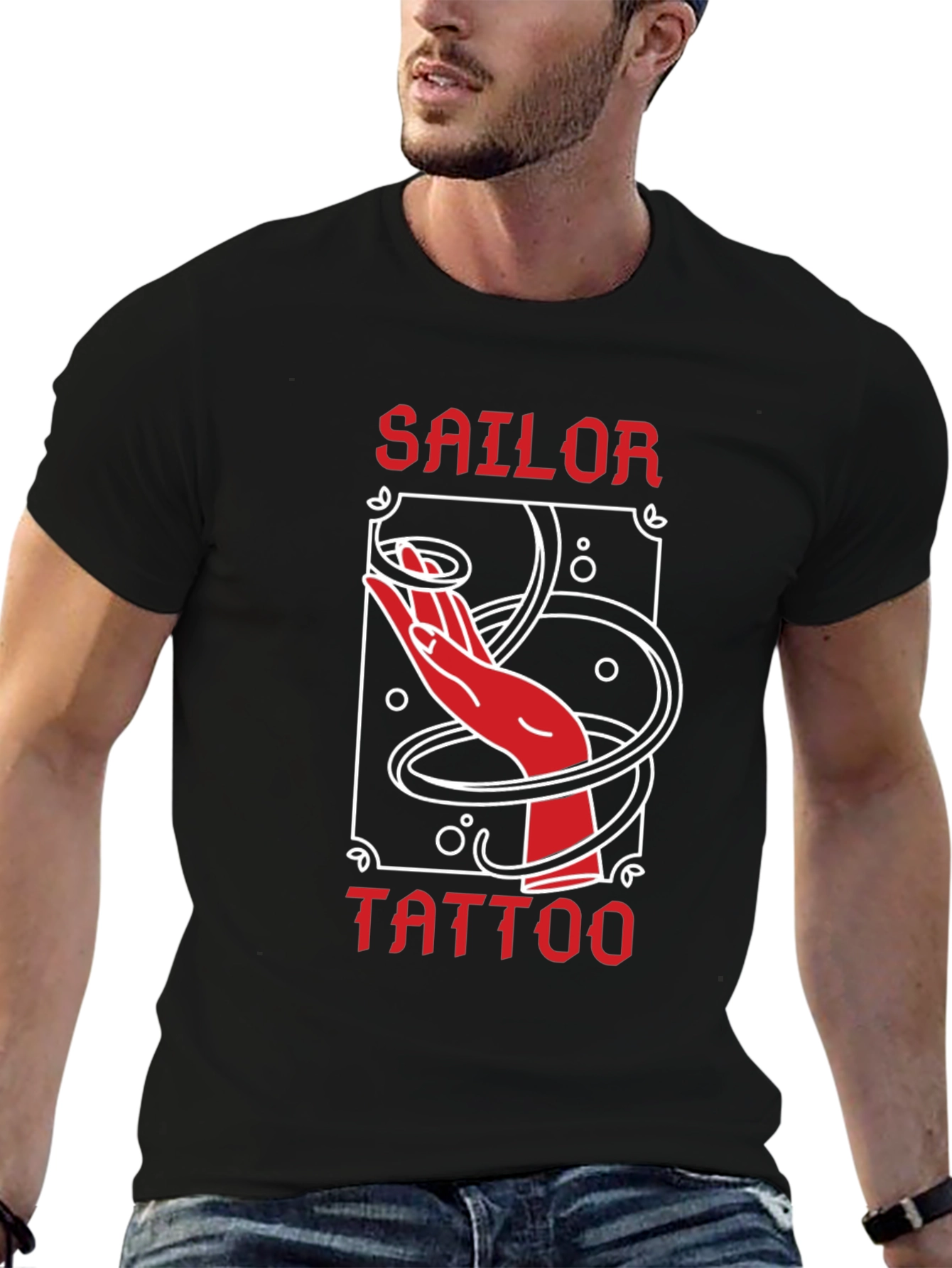 Sailor Tattoo Graphic T-Shirt - Red Hand Design