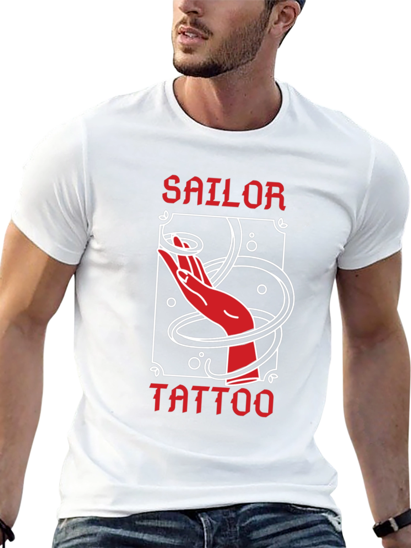 Sailor Tattoo Graphic T-Shirt - Red Hand Design