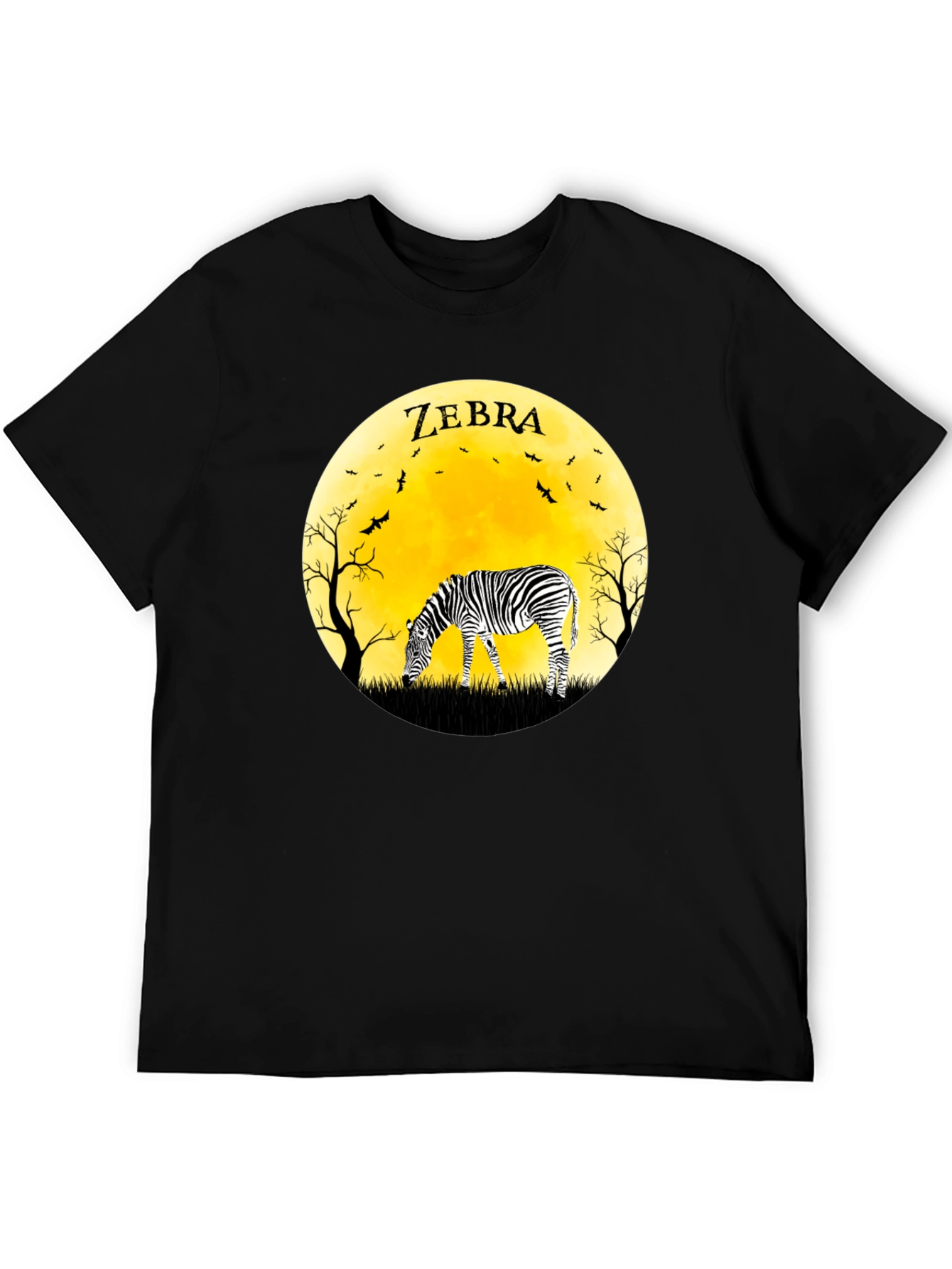 Zebra Moon Graphic Tee - Black Cotton T-Shirt